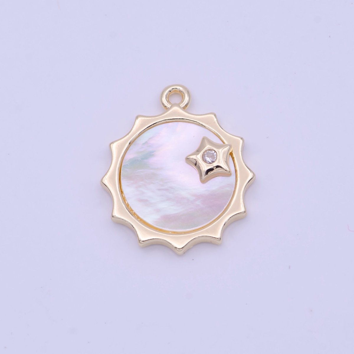 Celestial Shinning Shell Pearl Sun CZ Star Gold & Silver Charm | D-101 D-116 - DLUXCA