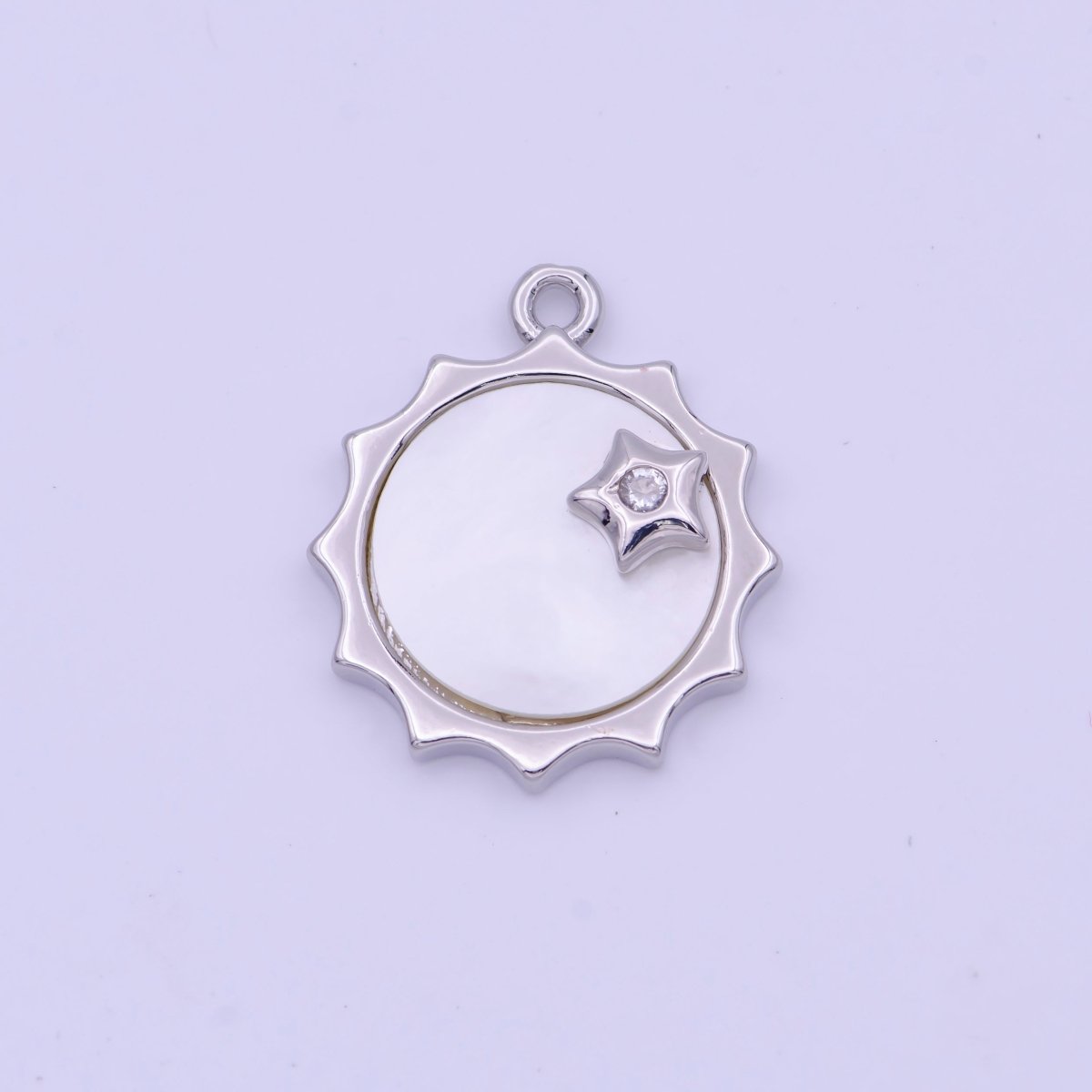 Celestial Shinning Shell Pearl Sun CZ Star Gold & Silver Charm | D-101 D-116 - DLUXCA