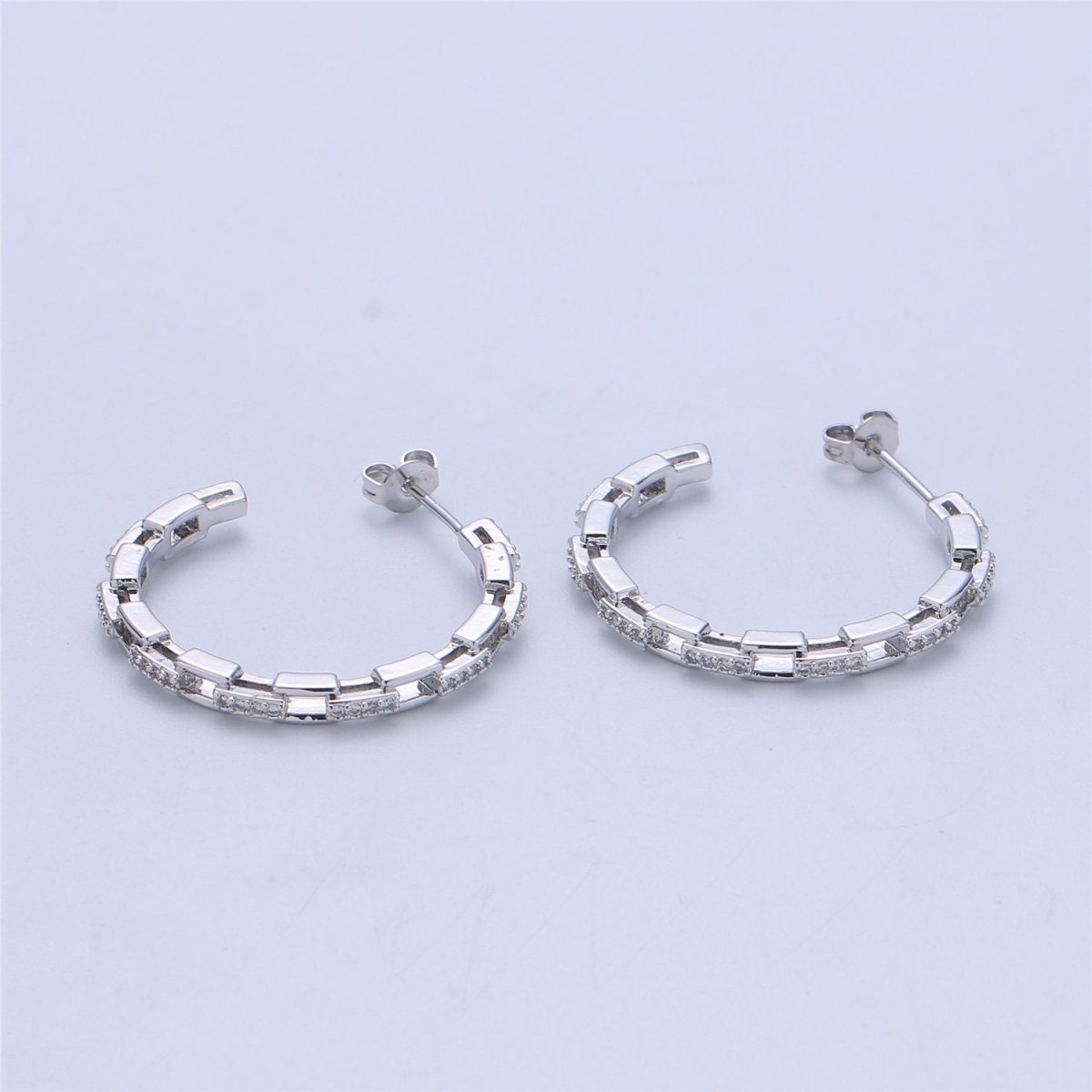 Chain Hoop Earrings - Dainty Link Hoop Earrings - Minimalist Hoops - Tiny Hoop Earrings - Linked Hoop Earring - Cartilage Hoop - Dainty Hoop Q-537 Q-538 - DLUXCA