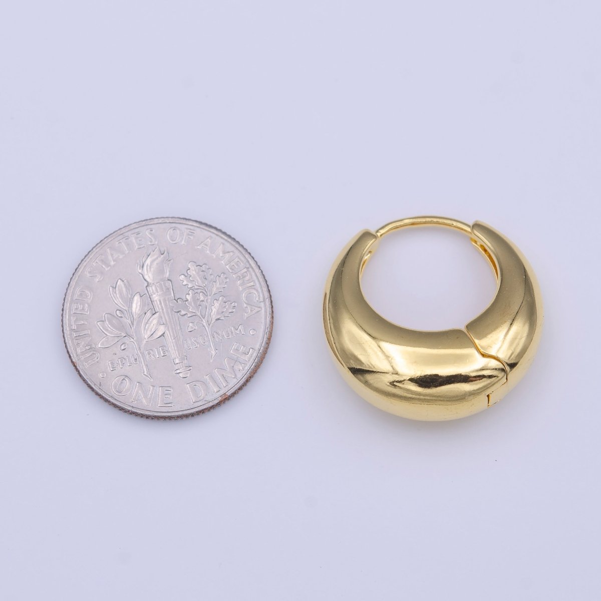 Chubby 19mm Dome Minimalist Gold Huggie Hoop Earrings | Y-210 - DLUXCA