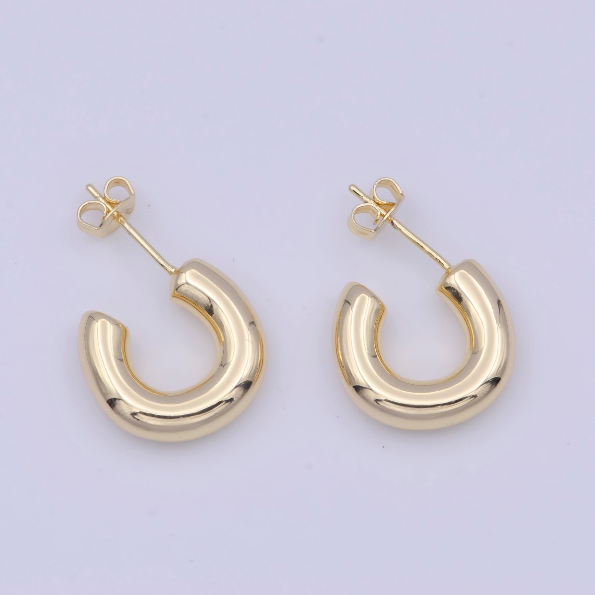 Chubby hoop earrings for women chunky hoop earring gold hoop earrings tube hoop earrings lightweight minimalist X-933 - DLUXCA
