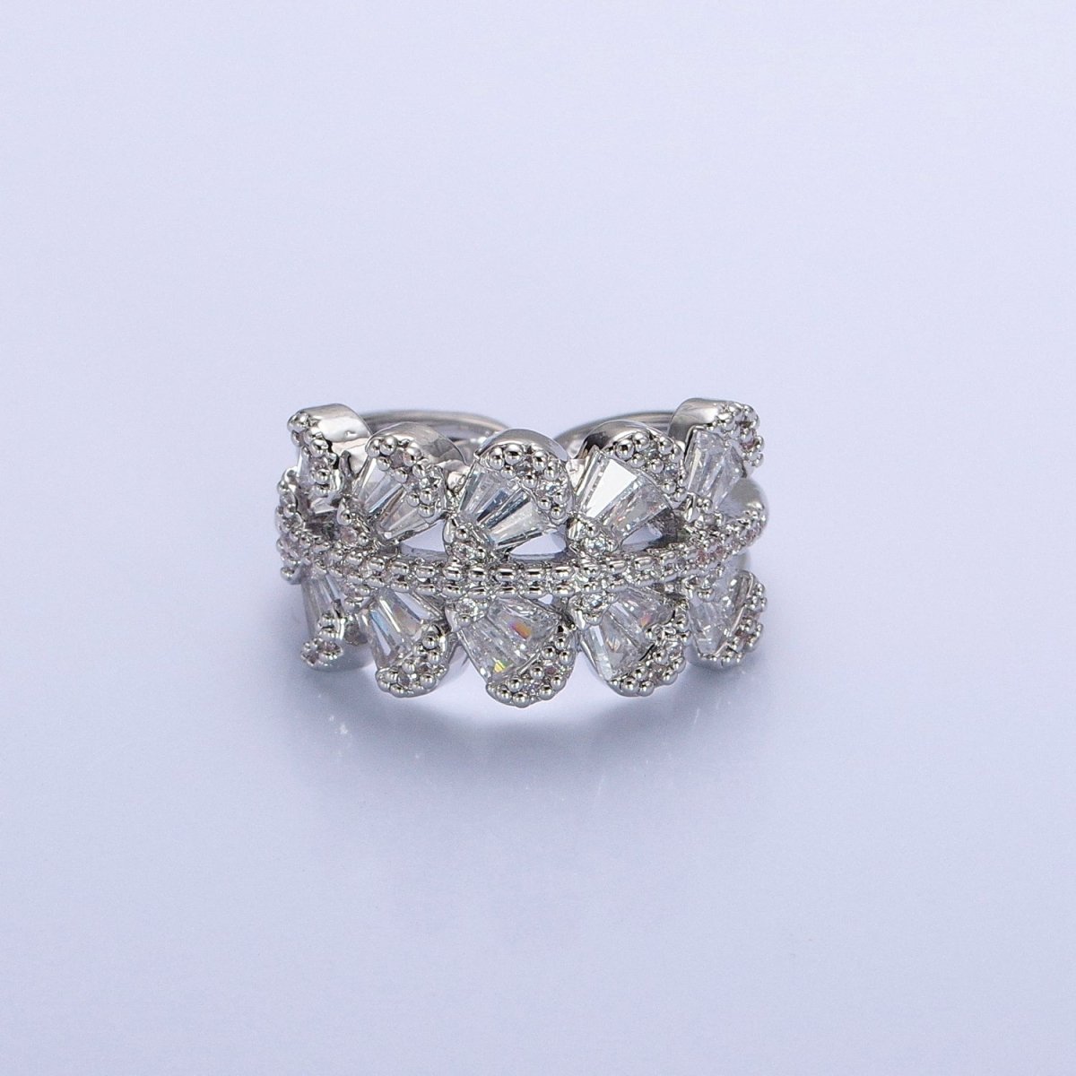 Chunky Baguette CZ Leaf Ring in Gold Filled for Stackable Jewelry Ring O-1551 O-1552 - DLUXCA