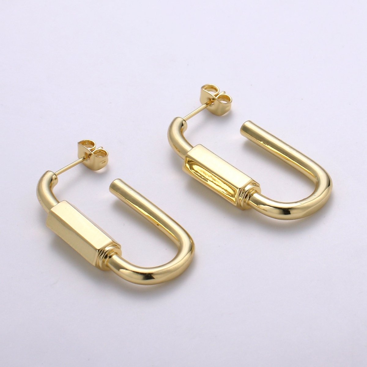 Chunky Carabiner Earrings, Thick Hoop Earrings, 14K Gold Filled Brass, Trend bold earrings, Bold gold earrings, Statement Q-279 - DLUXCA