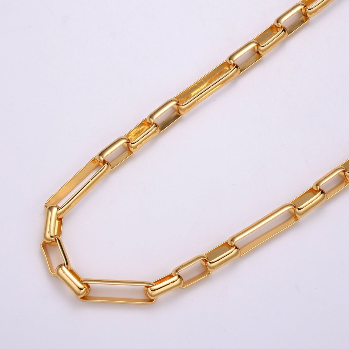 Chunky Chain 24K Gold Filled PAPER CLIP Chain by Yard, Roll Chain For Necklace Bracelet Anklet Jewelry Making | ROLL-421 Clearance Pricing - DLUXCA