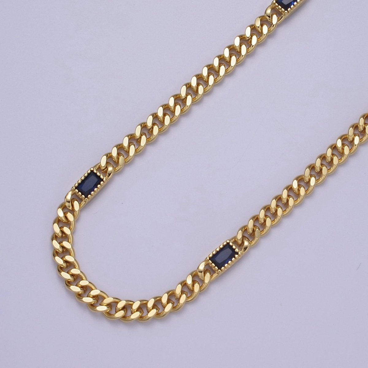 Chunky curb chain with Clear CZ Stone for Necklace Bracelet Statement Jewelry | WA-1373 - WA-1377 WA-1405 Clearance Pricing - DLUXCA