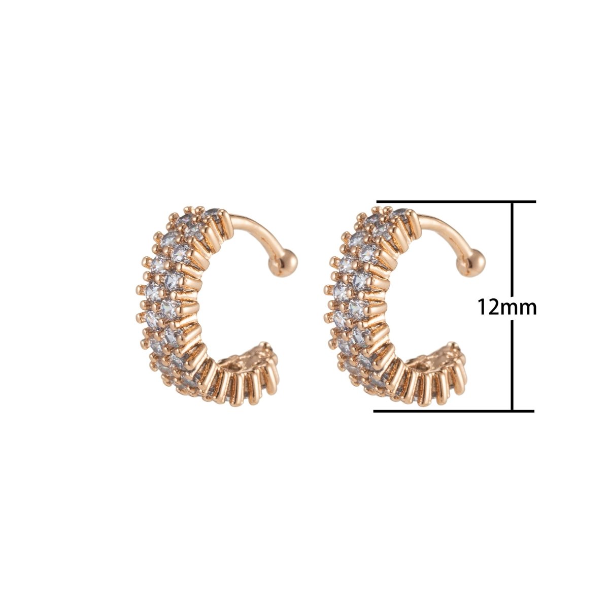 Chunky cz bezel - cuff earring - cuff - ear cuff - gold cuff - silver - conch - no piercing - cuffs - helix - cartilage - earring, AI-041 - DLUXCA