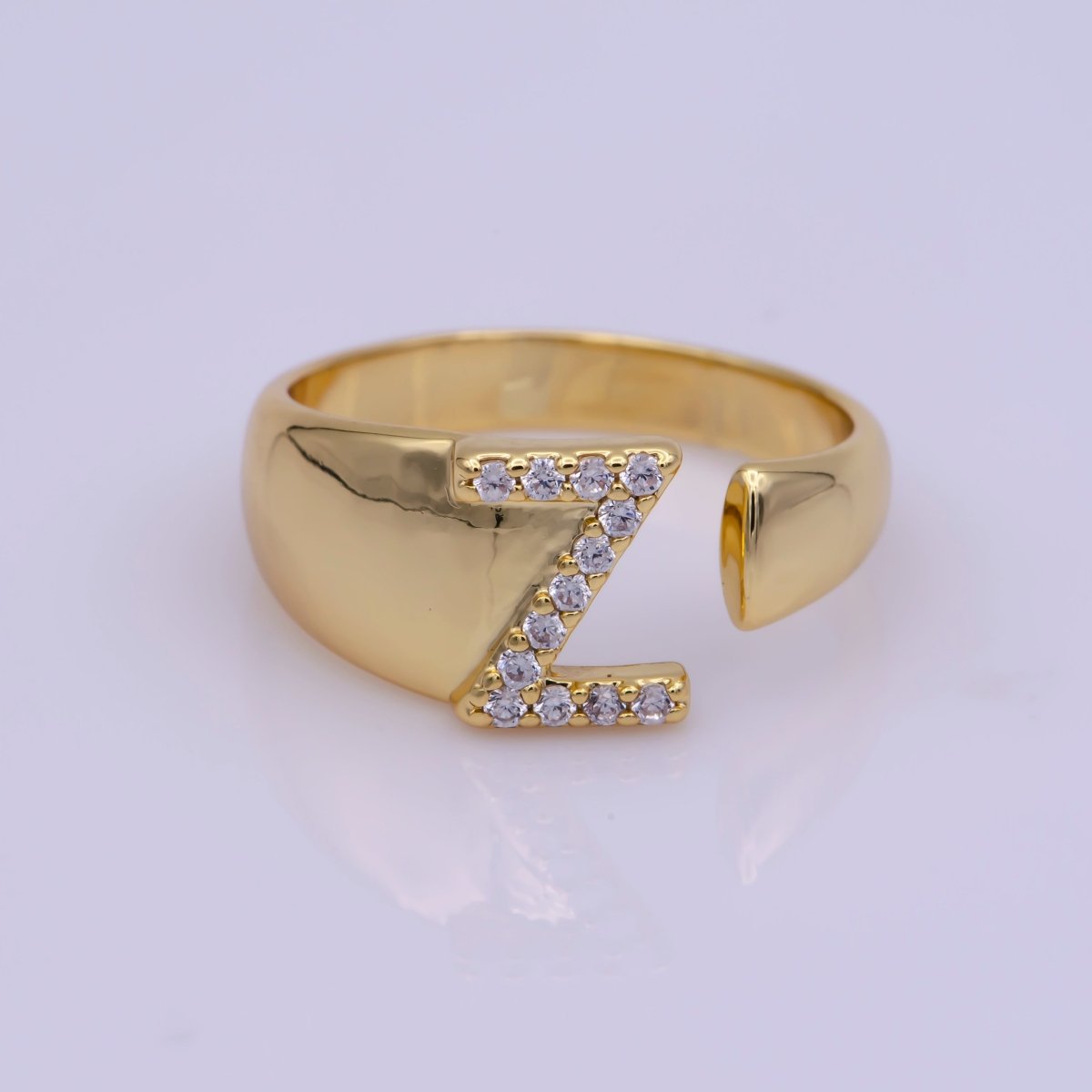Chunky Cz Initial Gold Ring Alphabet Ring Stacking Ring Adjustable Ring Letter Ring Vintage Gold Rings Initial Ring Thumb Ring Open Ring S 269 S 294 DLUXCA