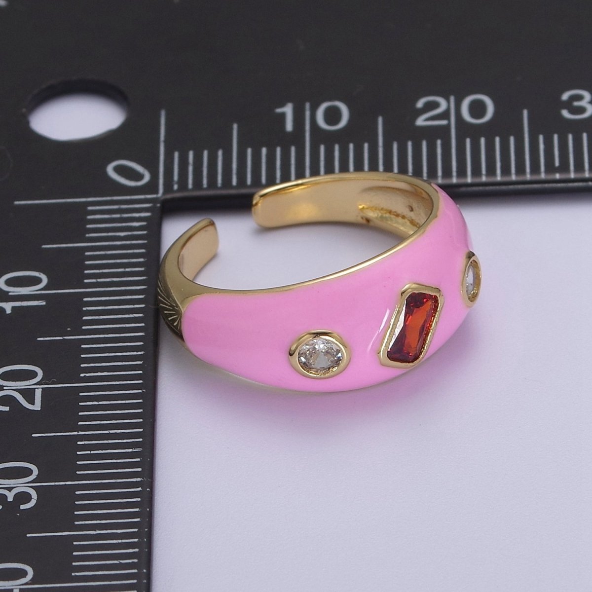 Chunky Enamel Teal Pink White Dome Ring Y2K Jewelry O-2195 O-2196 O-2197 - DLUXCA