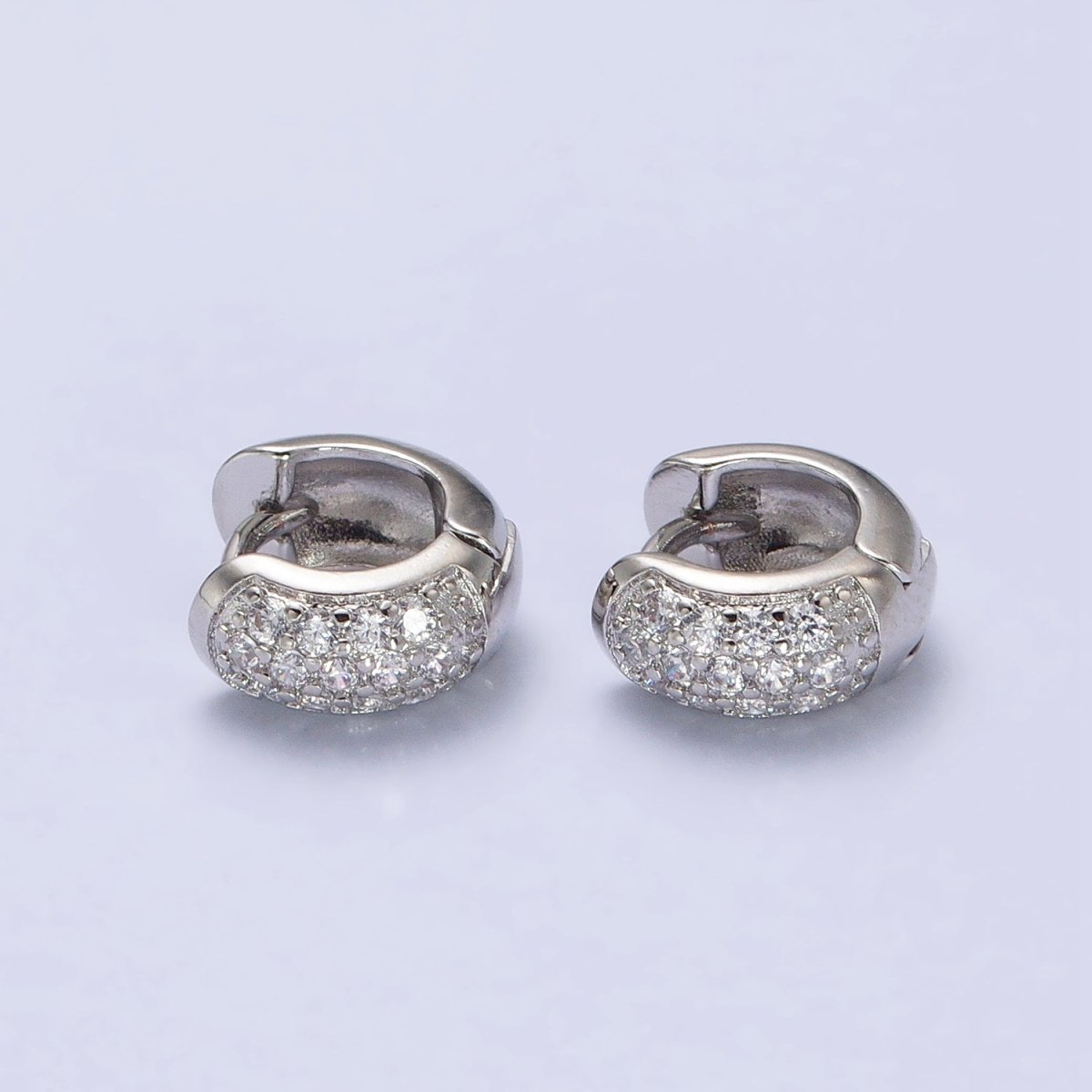 Chunky Gold Huggie Earrings Micro Pave Hoop Earrings, Huggie Hoop Earring in Silver Mini Huggie AB392 AB780 - DLUXCA