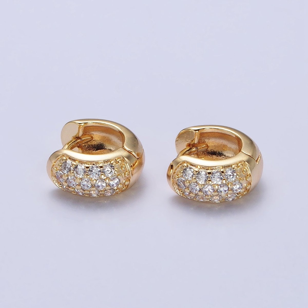 Chunky Gold Huggie Earrings Micro Pave Hoop Earrings, Huggie Hoop Earring in Silver Mini Huggie AB392 AB780 - DLUXCA