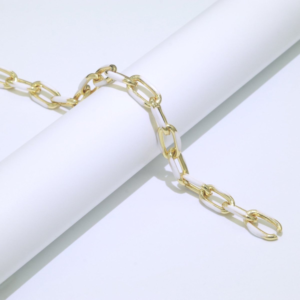 Chunky Gold Multi-Color Enamel CABLE Chain by Yard, Link Cable Thick Elongate Chain, Wholesale Bulk Roll Chain Jewelry | ROLL-517, ROLL-518, ROLL-519, ROLL-520, ROLL-521, ROLL-522, ROLL-523, ROLL-524, ROLL-525, ROLL-526 Clearance Pricing - DLUXCA