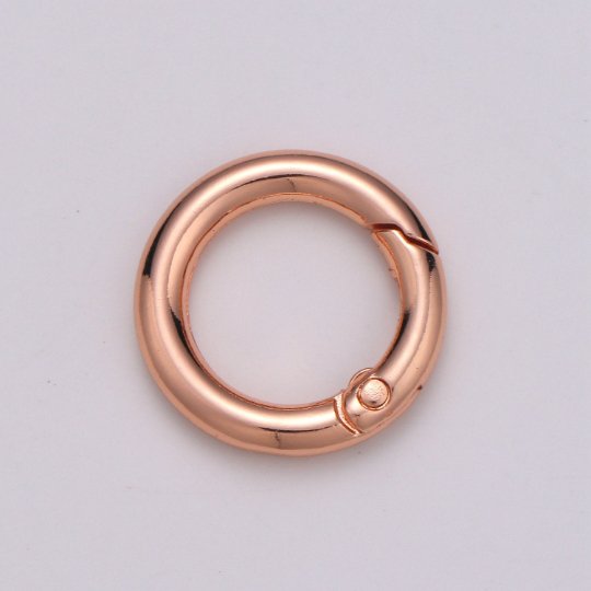 Chunky Gold Spring Gate Ring, Circle Push Gate ring 24mm Round Ring, Charm Holder 24K Gold Filled Clasp for Link Chain Connector L-036~L-038 L041 - DLUXCA