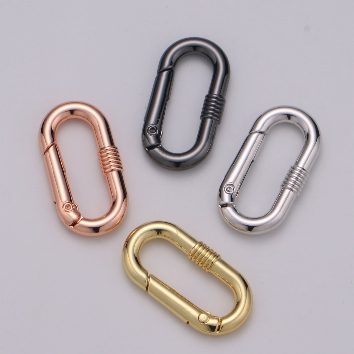 Chunky Gold Spring Gate Ring, Push Gate ring, 17x30mm Oval Ring, Charm Holder 24K Gold Filled Clasp for Link Chain Connector L-024 - L-027 - DLUXCA