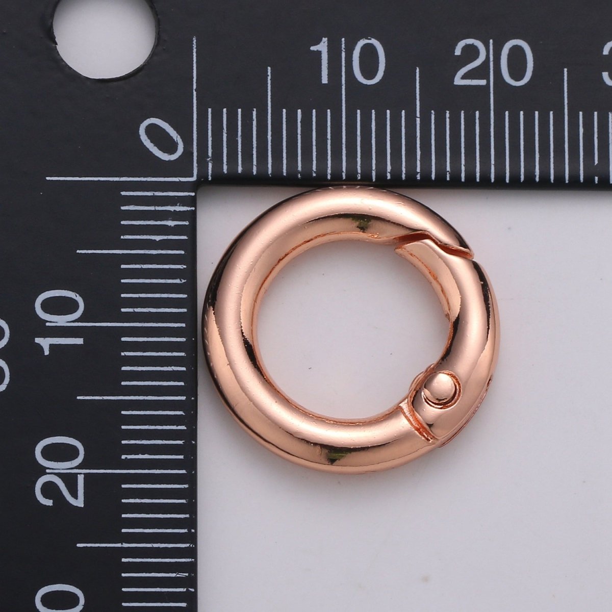 Chunky Gold Spring Gate Ring, Push Gate ring, 20mm Round Ring, Charm Holder 24K Gold Filled Clasp for Link Chain Connector L-032~L035 L084 L085 - DLUXCA