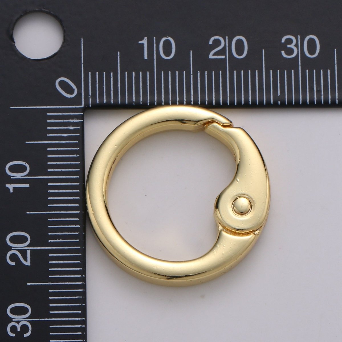 Chunky Gold Spring Gate Ring, Push Gate ring, 24mm Round Clasp Charm Holder 24K Gold Filled Clasp for Link Chain Connector Supp-990 L-040 L-041 - DLUXCA