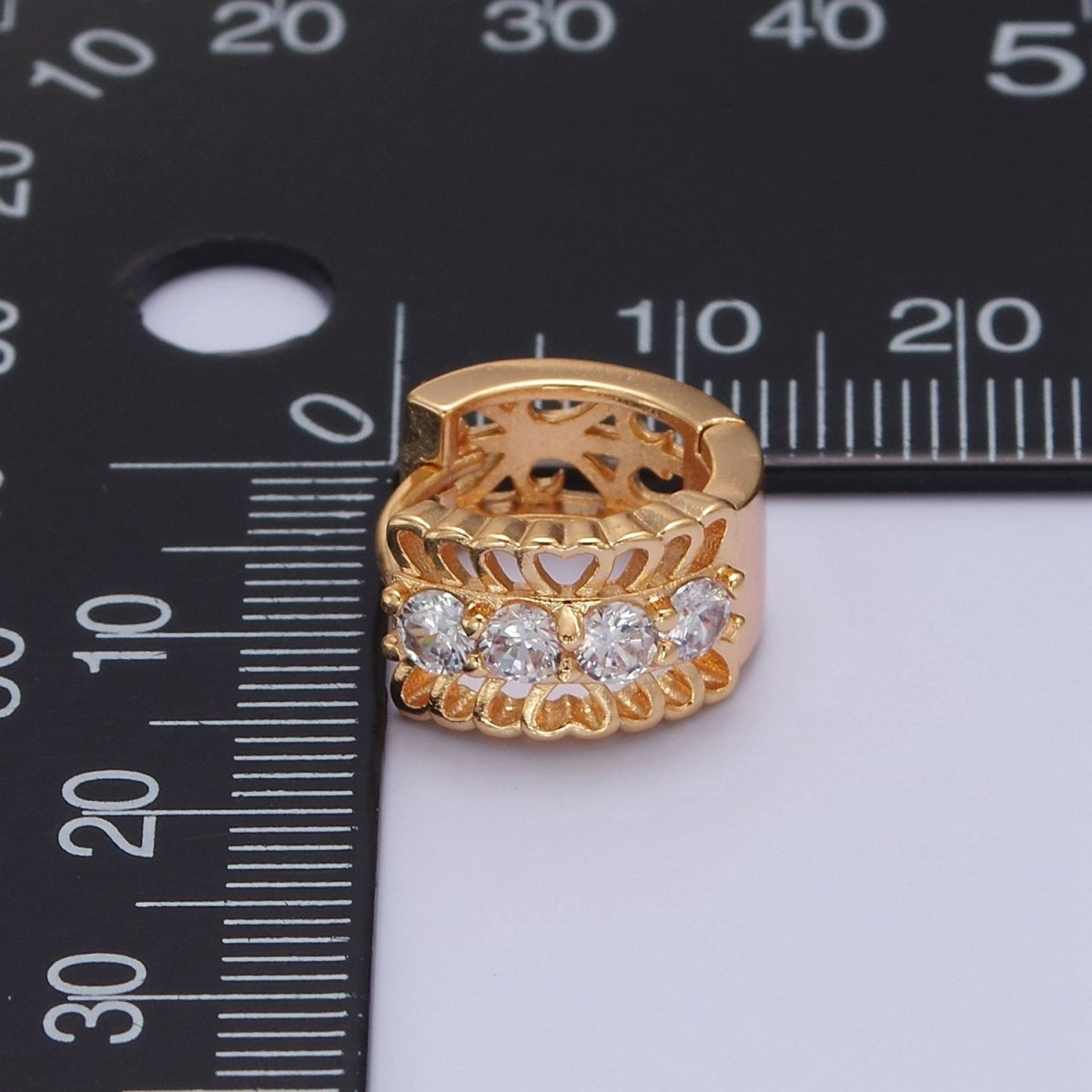 Chunky Huggie Earring 24K Gold Filled Cz Small Hoop T-393 - DLUXCA