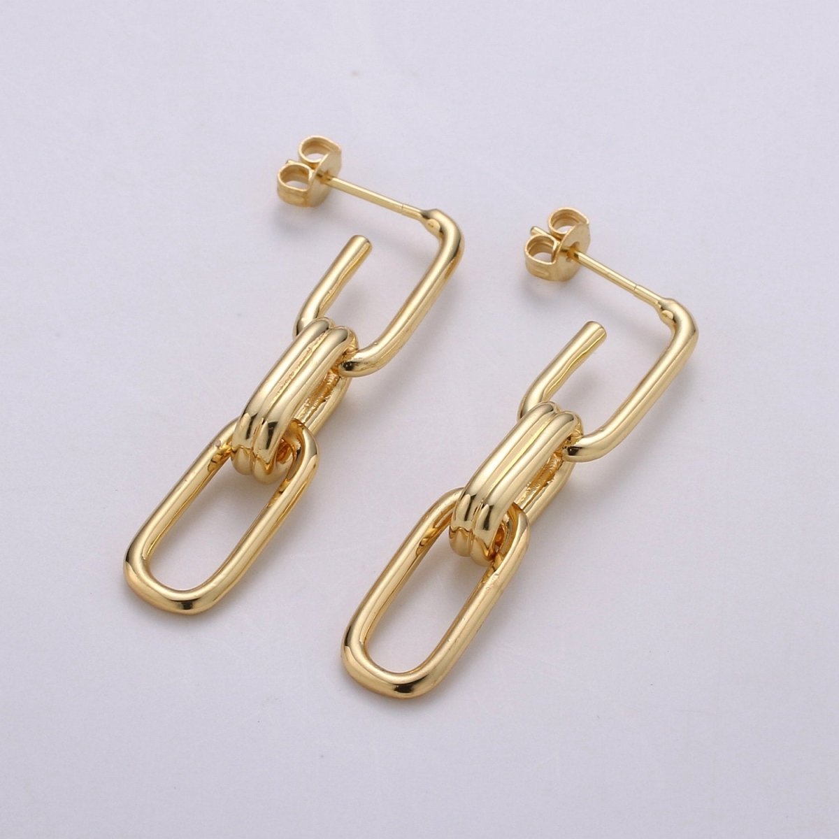 Chunky Link Hoops,Gold Link Hoops,Rectangle Hoops,Gold Hoops,Minimalist Earrings, Silver Hoops,Dangle Link Earrings,Gold Drop Earrings Q-160 - DLUXCA