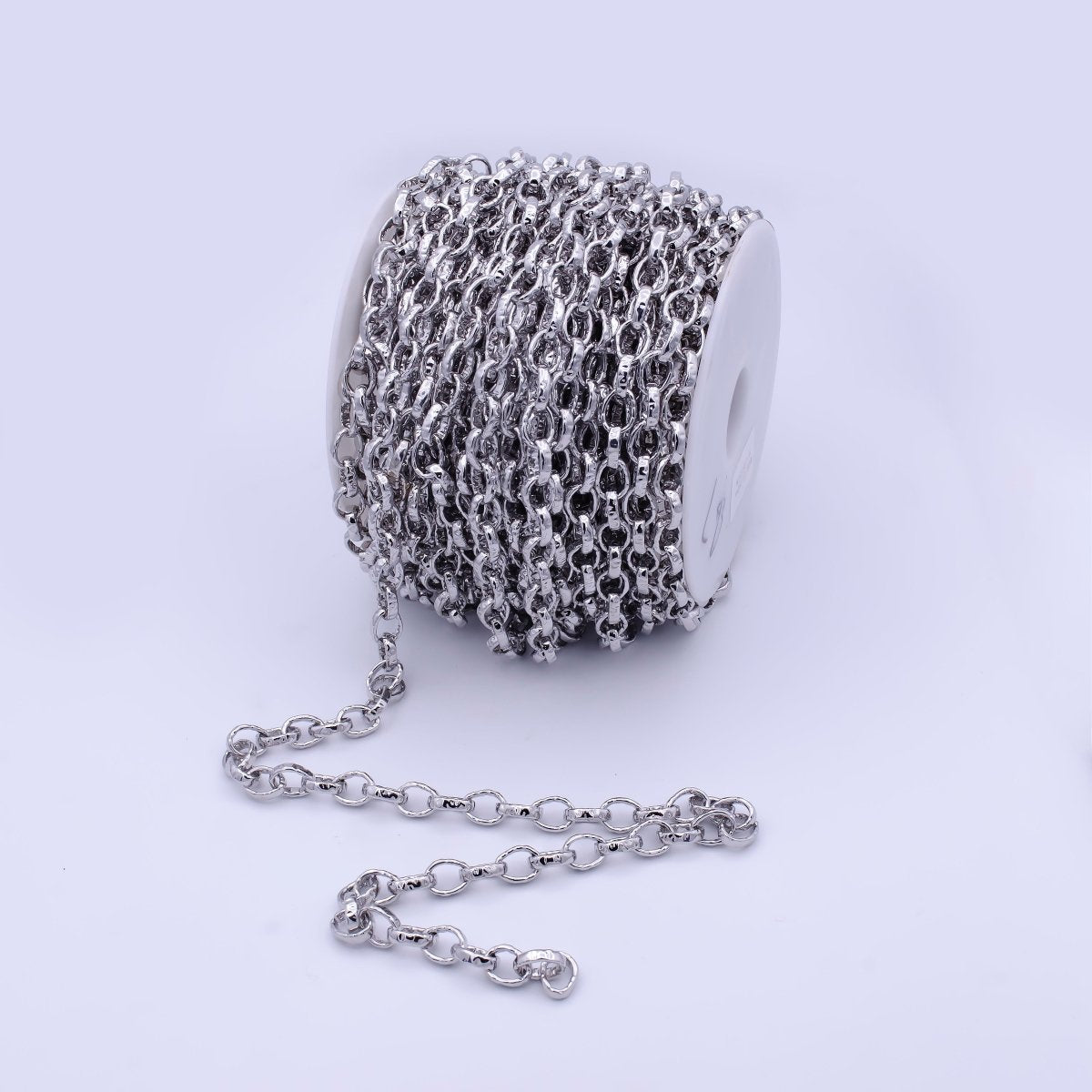 Chunky Oval Cable Link For Statement Jewelry Bold Silver Chain Link by Yard Wholesale Chain | ROLL-796 Clearance Pricing - DLUXCA