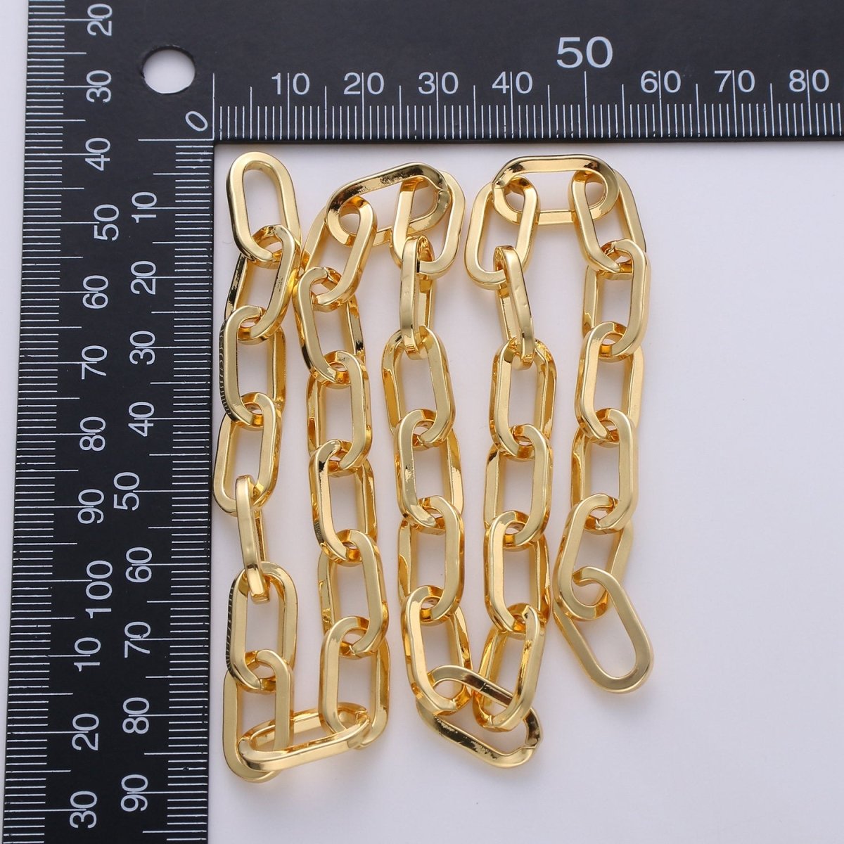 Chunky Paper Clip Oval Chain Necklace, 17X9mm 24K Gold Filled Jumbo Link Paper Clip Chain, 1 Yard Lead, Nickel Free, Unfinished Paper Clip | ROLL-242 Clearance Pricing - DLUXCA