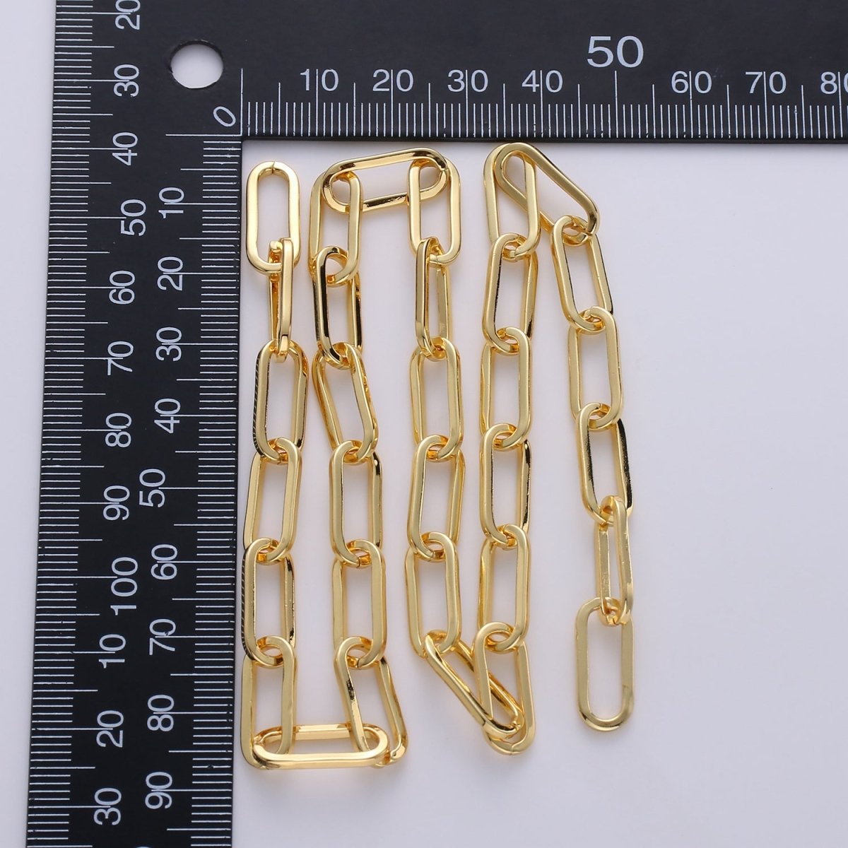 Chunky Paperclip Chain Necklace 16x7mm 24K Gold Filled Jumbo Link Paper Clip Chain 1 yard Lead, Nickel Free Unfinished Link Chain | ROLL-232 - DLUXCA