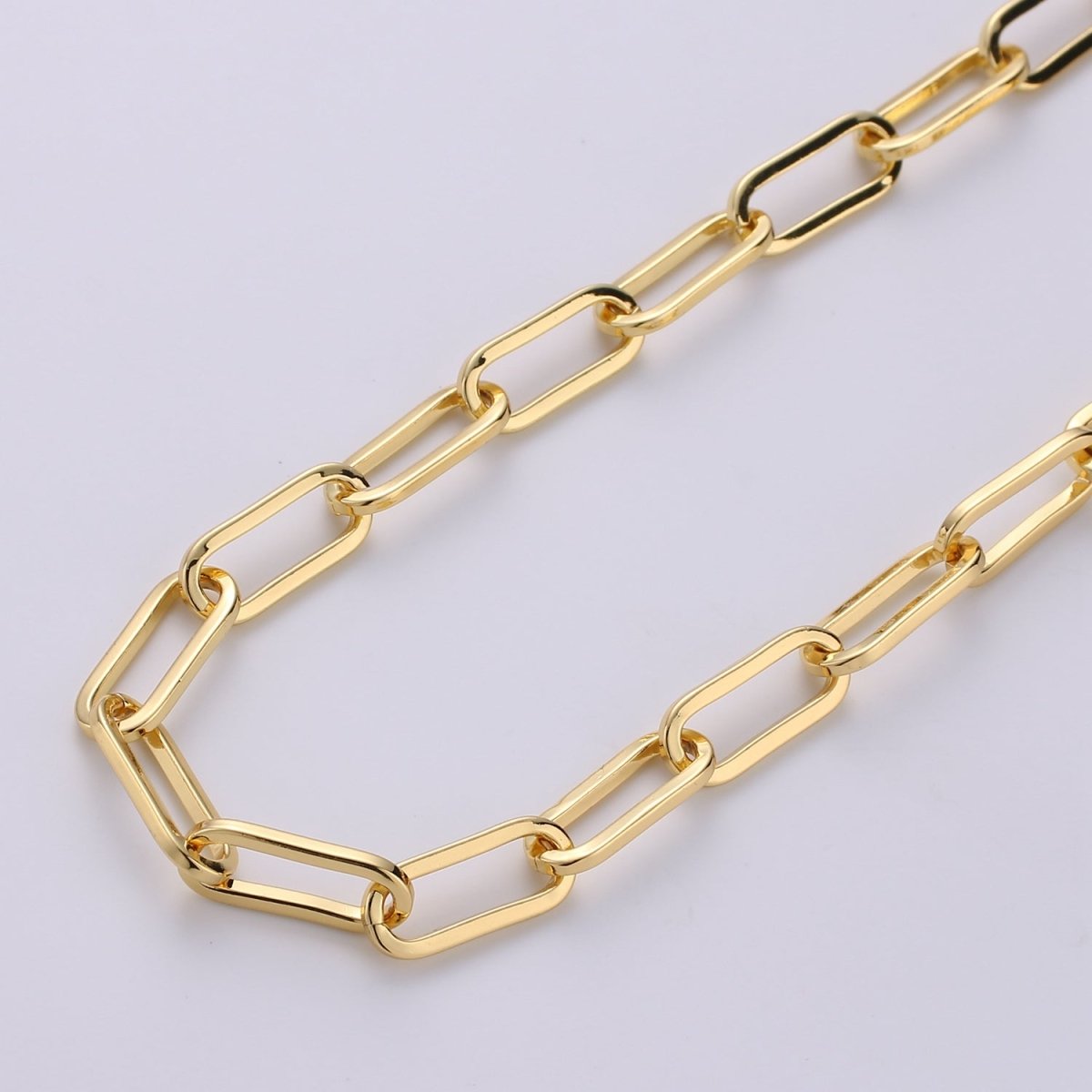 Chunky Paperclip Chain Necklace 16x7mm 24K Gold Filled Jumbo Link Paper Clip Chain 1 yard Lead, Nickel Free Unfinished Link Chain | ROLL-232 - DLUXCA