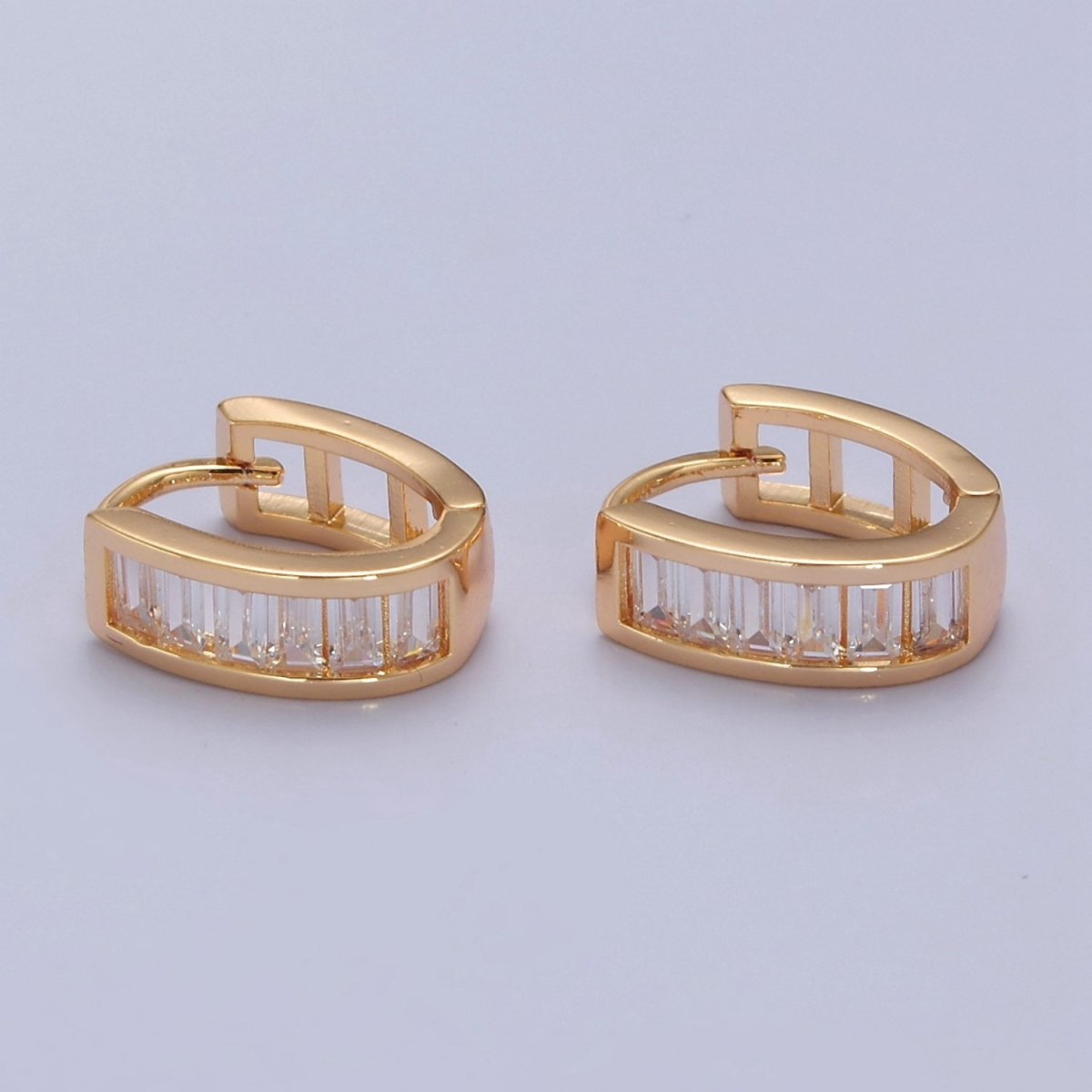 Chunky Pave Gold Earring Bold Huggie Earring T-436 - DLUXCA