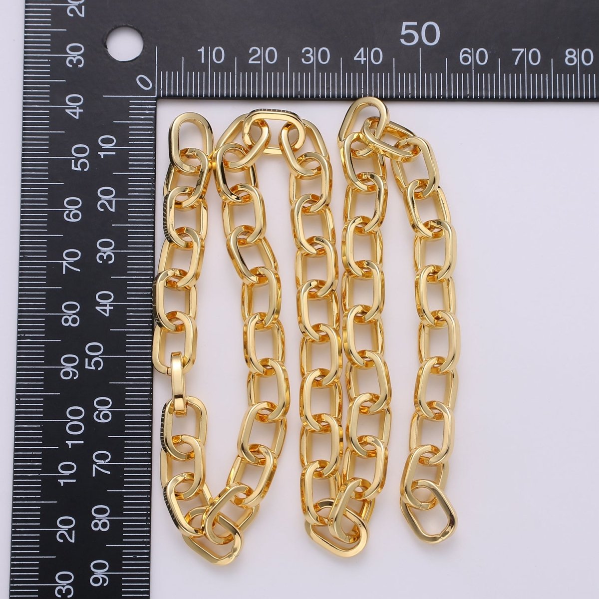 Chunky Rolo Paper Clip Oval Chain Necklace, 11X7mm 24K Gold Filled Jumbo Rolo Unfinished Chain | ROLL-243 Clearance Pricing - DLUXCA