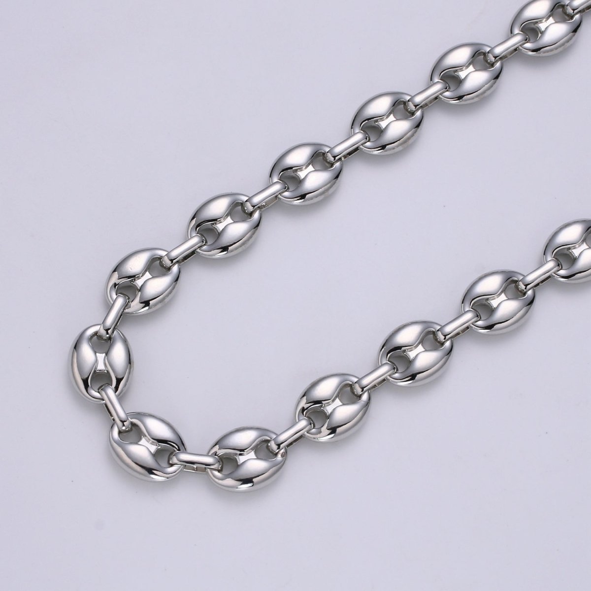 Chunky Silver Necklace Anchor Link Chain by Yard 10.5mmx13.6mm for Necklace Bracelet Component Unfinished Chain for DIY Jewelry Supply, 24K Gold Filled, White Gold Filled | ROLL-466, ROLL-467 Clearance Pricing - DLUXCA