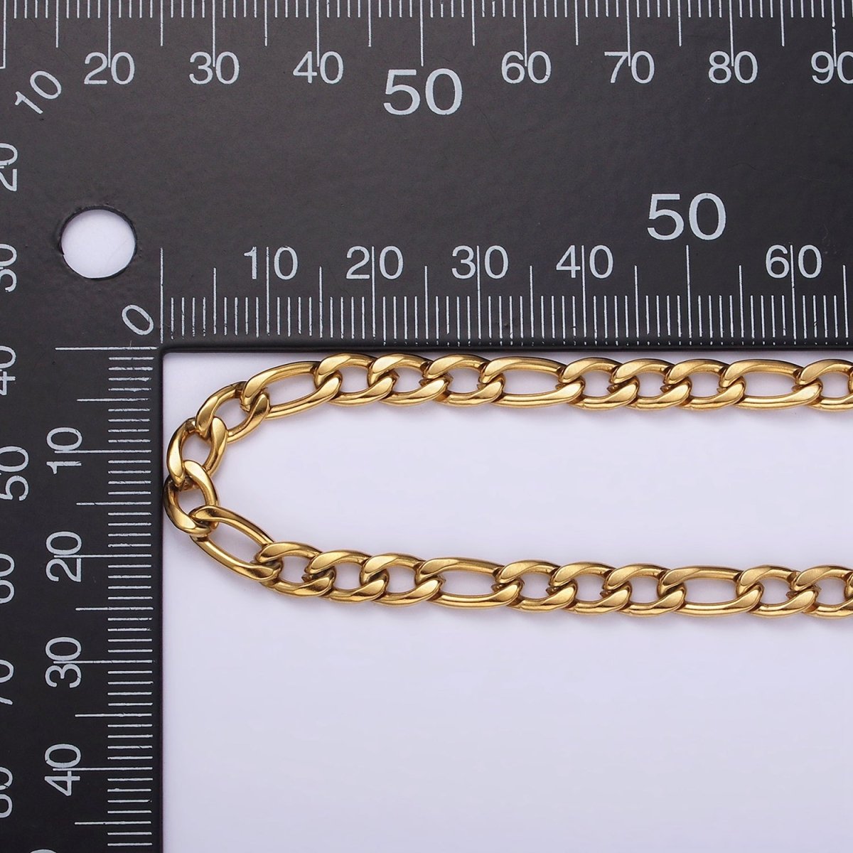Chunky Stainless Steel 5mm Figaro 20 Inch, 22 Inch, 24 Inch Layering Chain Necklace | WA-2312 - WA-2314 Clearance Pricing - DLUXCA
