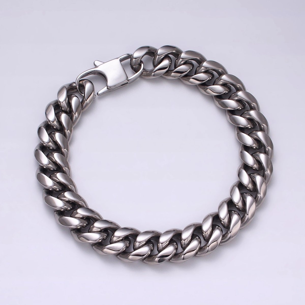 Chunky Stainless Steel Miami Cuban Curb Chain Bracelet 10mm 12mm 14mm Silver Chain Men Bracelet | WA-1648 WA-1649 WA-1650 Clearance Pricing - DLUXCA