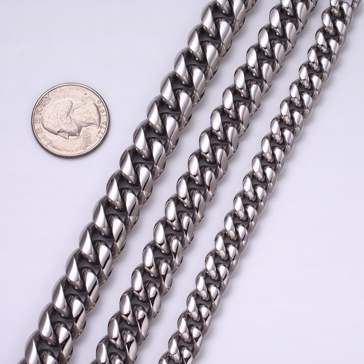 Chunky Stainless Steel Miami Cuban Curb Chain Bracelet 10mm 12mm 14mm Silver Chain Men Bracelet | WA-1648 WA-1649 WA-1650 Clearance Pricing - DLUXCA