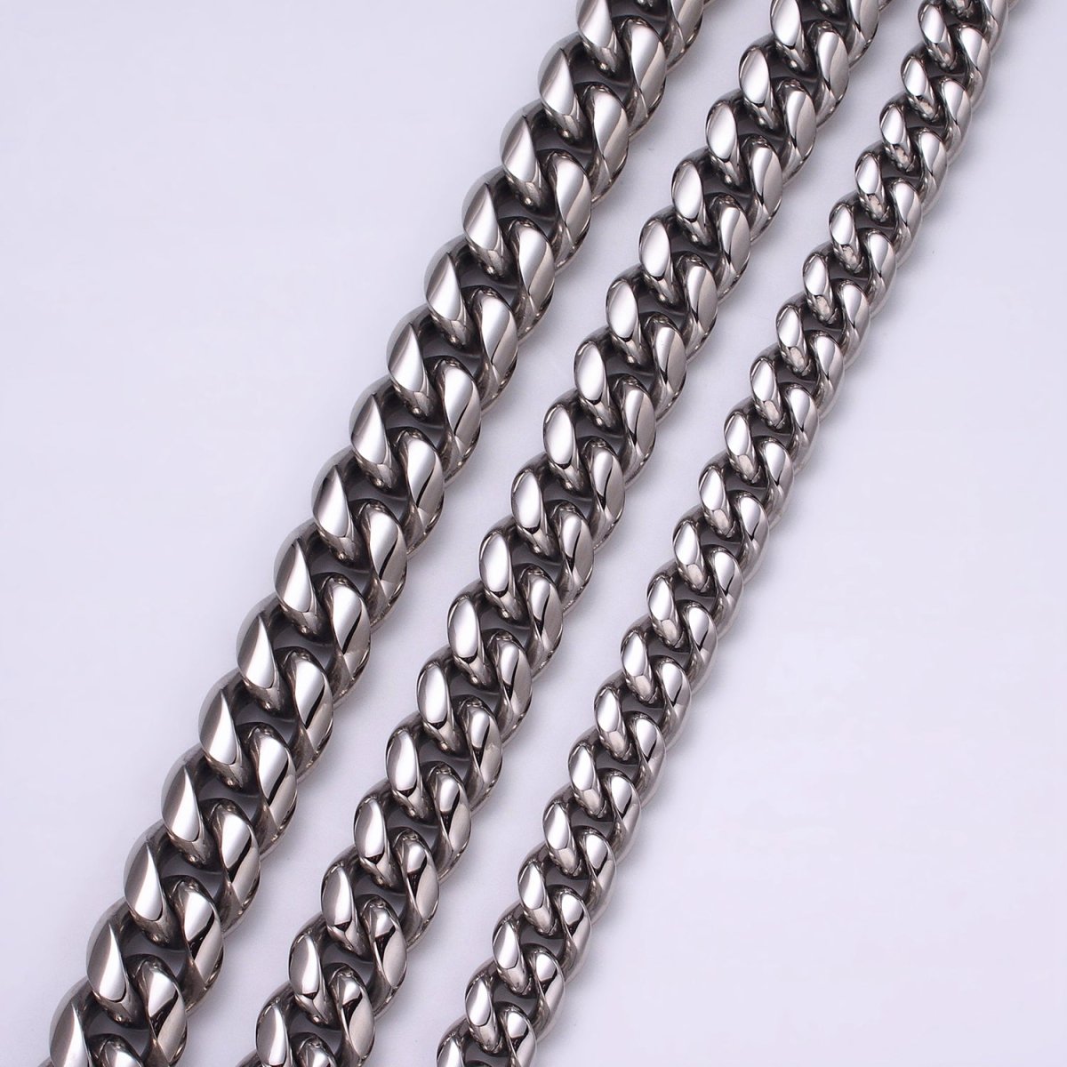 Chunky Stainless Steel Miami Cuban Curb Chain Bracelet 10mm 12mm 14mm Silver Chain Men Bracelet | WA-1648 WA-1649 WA-1650 Clearance Pricing - DLUXCA