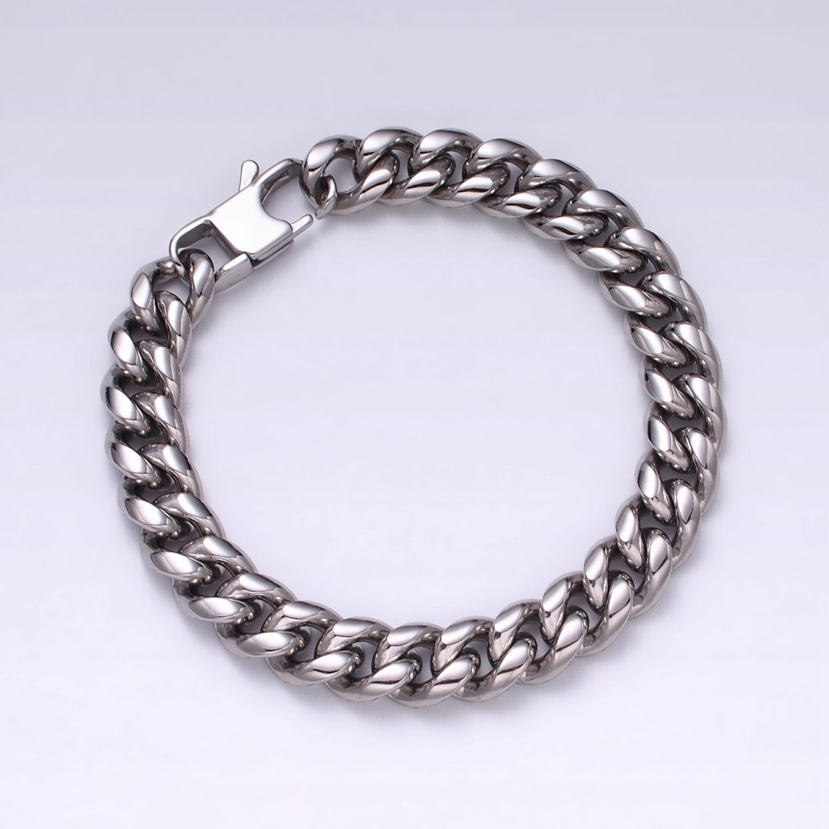 Chunky Stainless Steel Miami Cuban Curb Chain Bracelet 10mm 12mm 14mm Silver Chain Men Bracelet | WA-1648 WA-1649 WA-1650 Clearance Pricing - DLUXCA