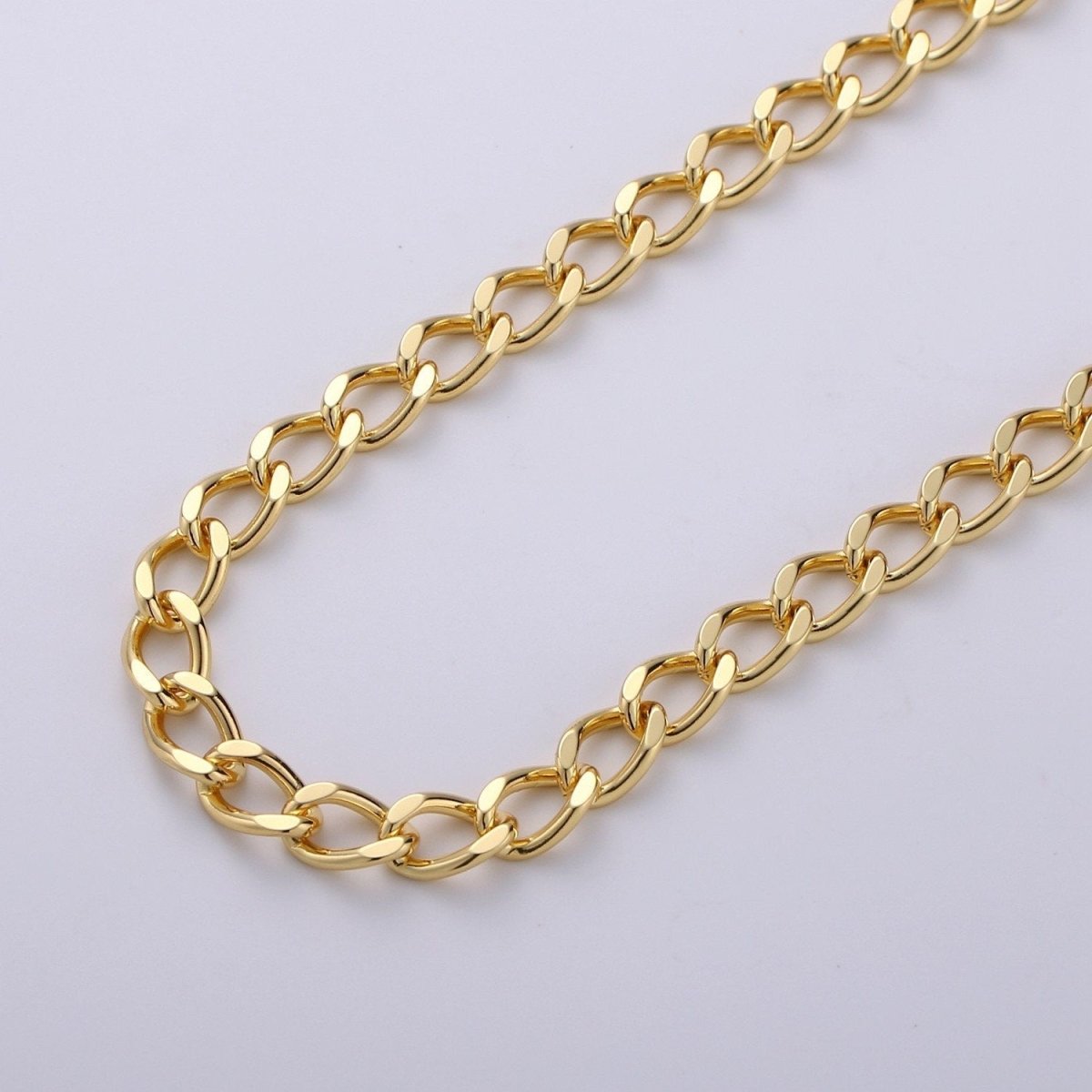 Chunky Thick 24K Gold Filled Curb Chain By Yard, 8X5mm Unfinished Gold Chain For Bracelet Necklace Anklet Jewelry Making Supply | ROLL-236 Clearance Pricing - DLUXCA