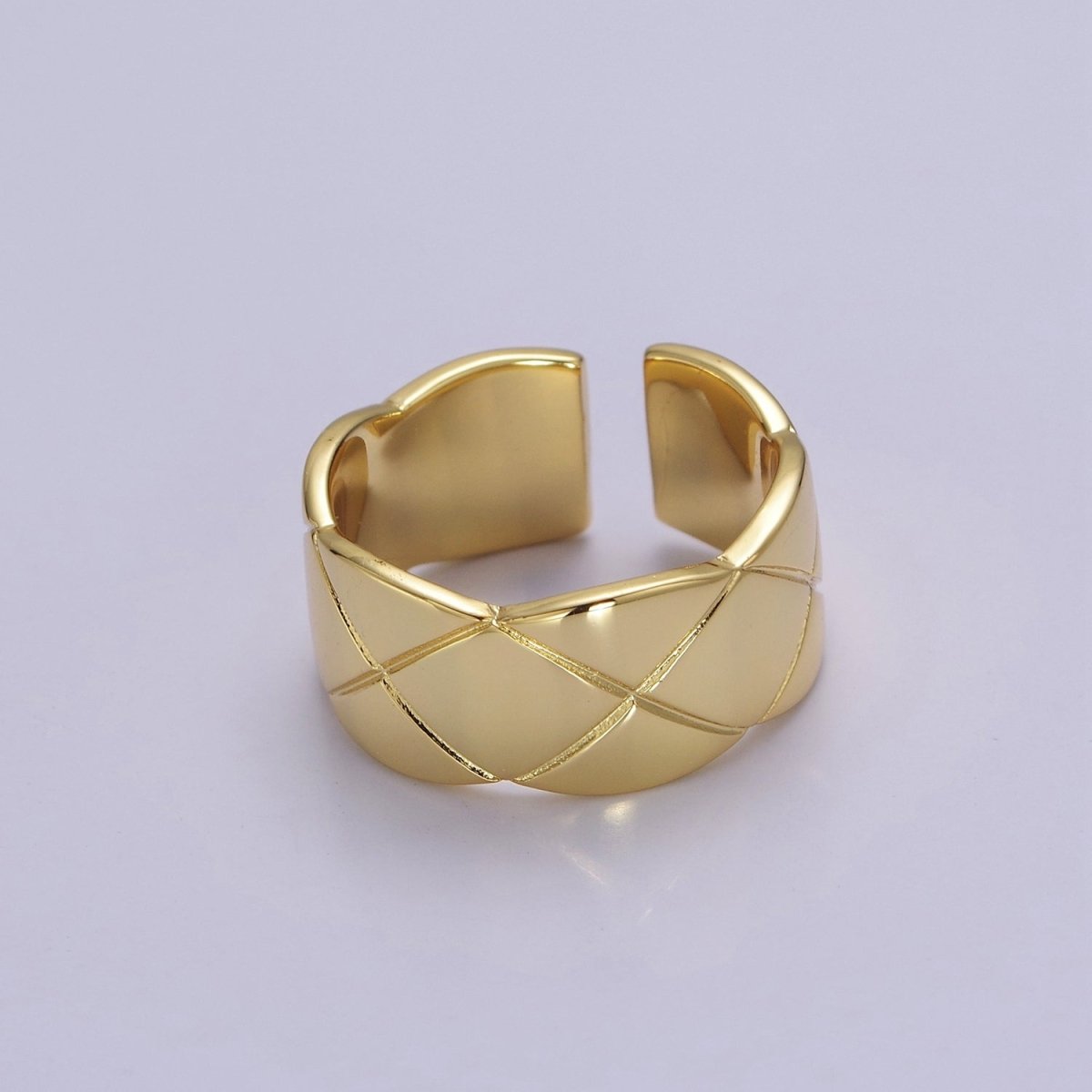 Chunky Wide Band-Thick Checkered Statement Ring-Chic Croissant Ring Bread Large Ring O-2042 - DLUXCA