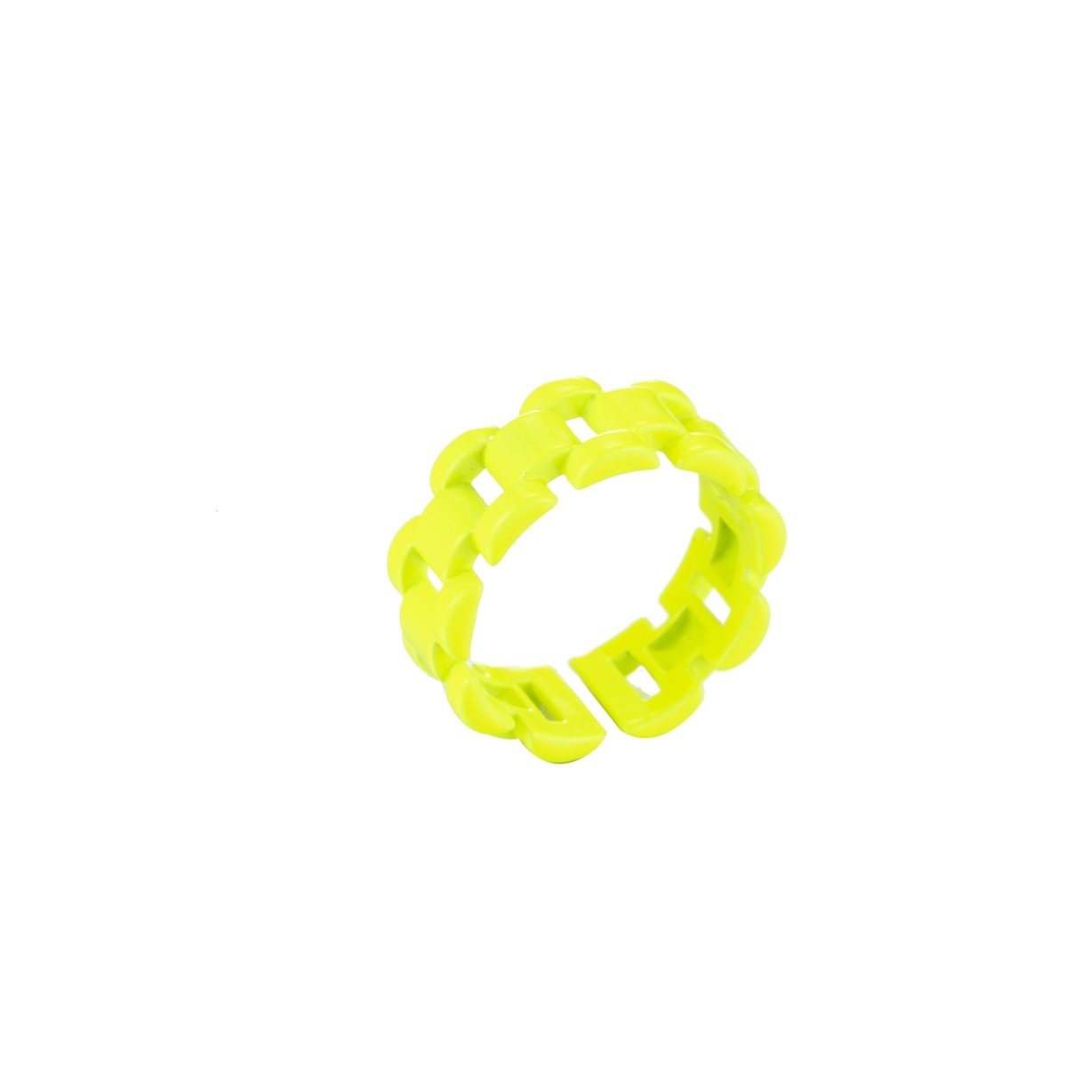 Chunky Y2K style retro ring Open Adjustable Colorful Watch Chain Link ring Summer Trend Rings Neon Enamel Chain for Fun Stackable Jewelryg Yellow Green Blue Purple Pink Teal Neon Ring Jewelry Size 6.5 - DLUXCA