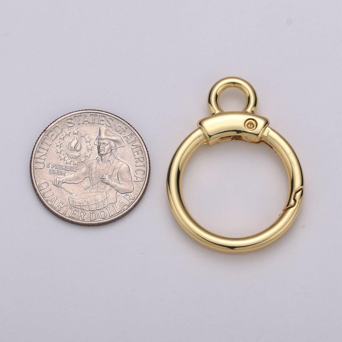 Circle Push Gate Ring with Rings, Snap Clip Spring Ring, Charm