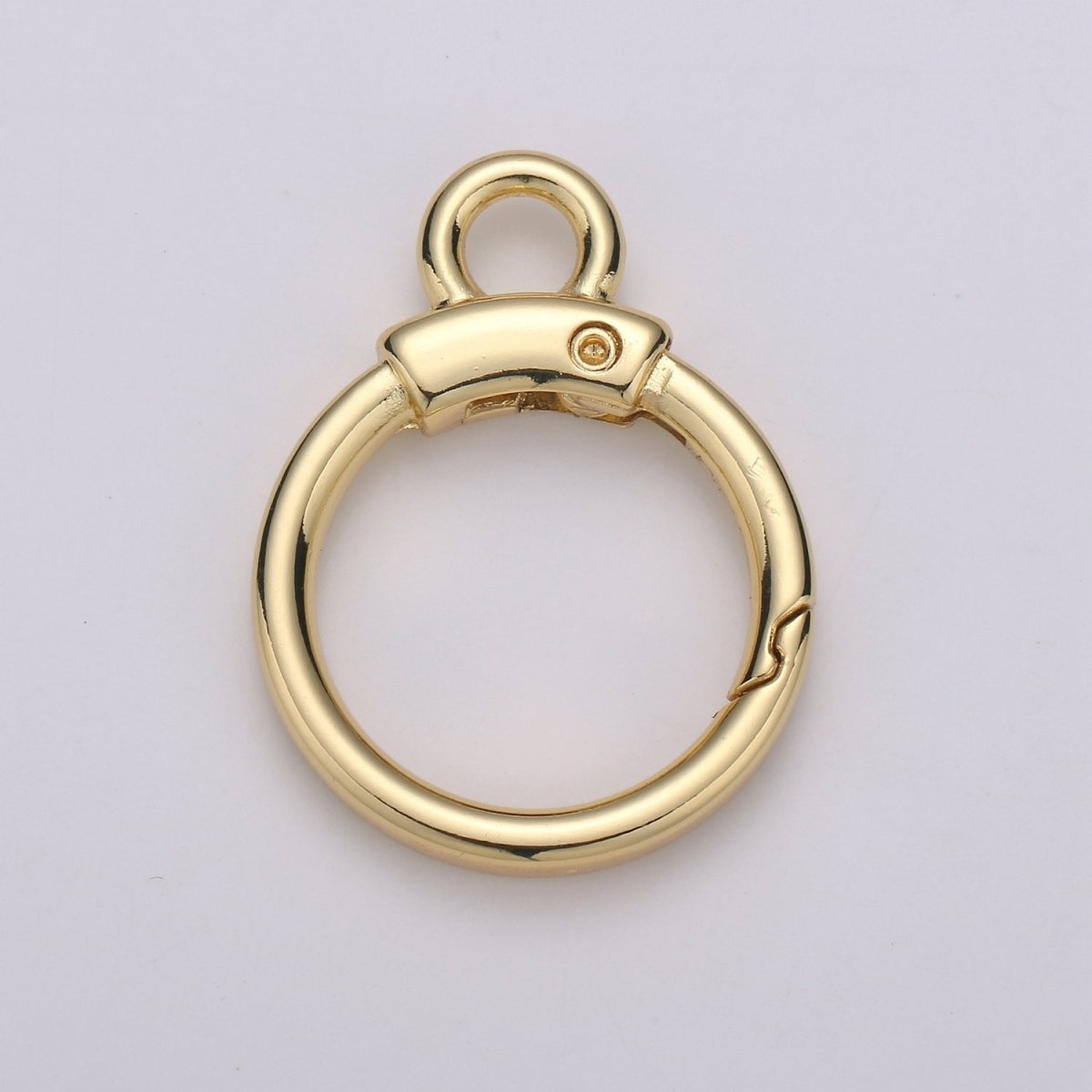Circle Push Gate Ring with Rings, Snap Clip Spring Ring, Charm Holder Clasp For Connector Wristlet Holder L-020 L-021 - DLUXCA