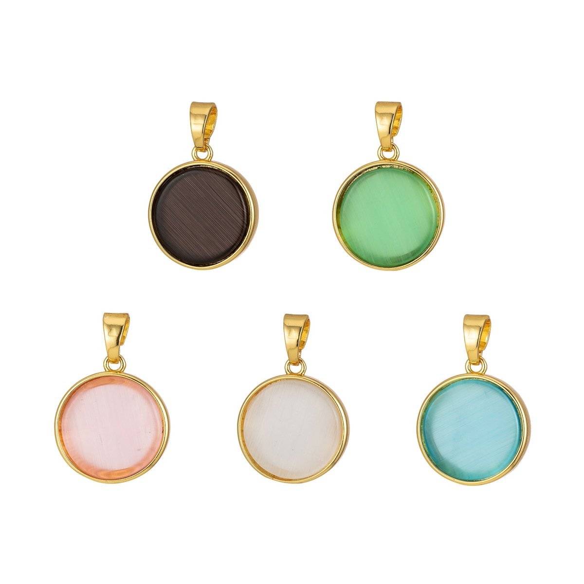 Circle Round Geometric Pendant Coin Dainty Charm Black Green Pink White J-821~J-825 - DLUXCA