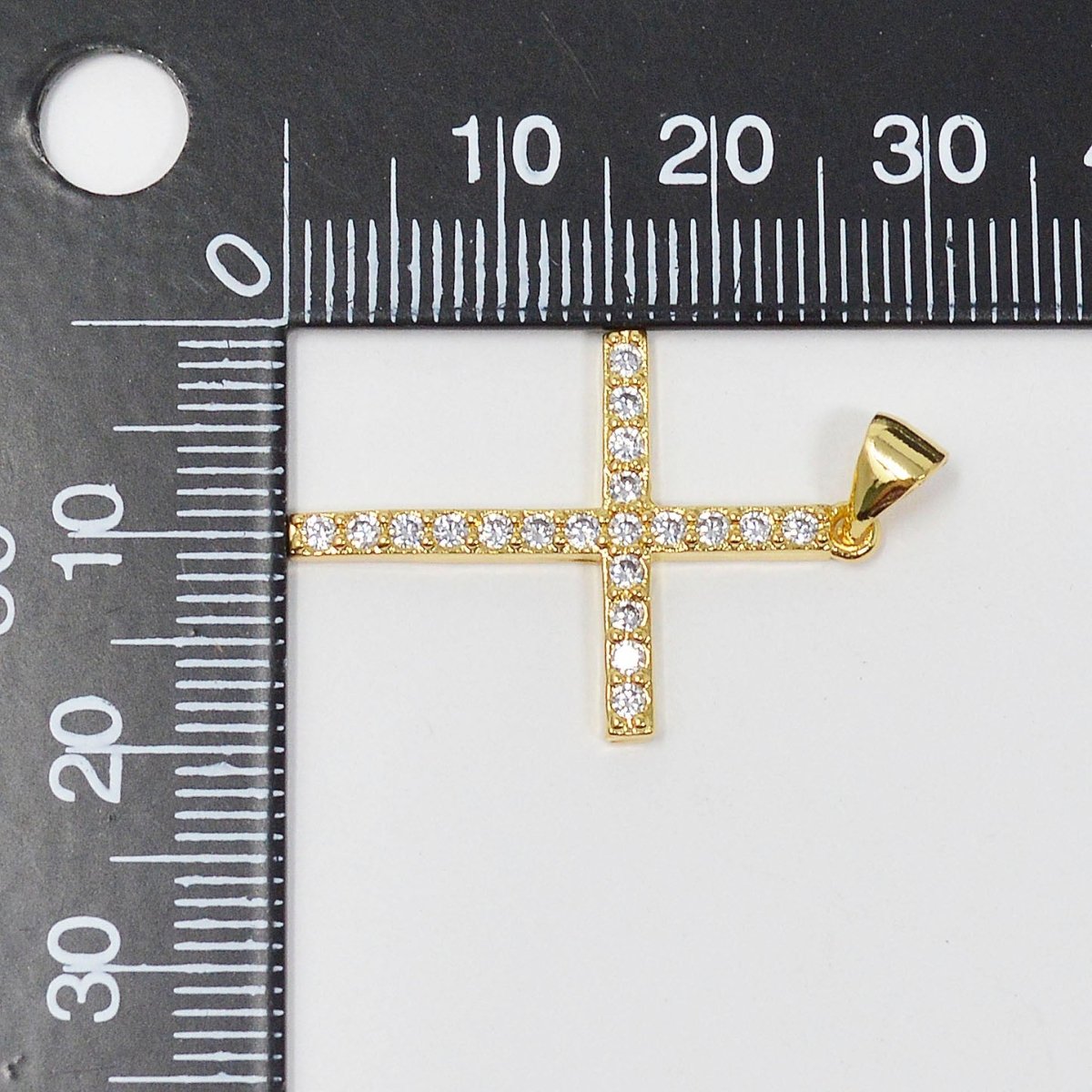 Classic 24K Gold Filled Cross Pendant Micro Pave Charm Cz Religious Jewelry Making J-928 - DLUXCA