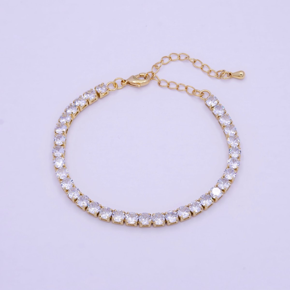 Classic Gold Tennis Bracelet, Cubic Zirconia Dainty Diamond Bracelet for Minimalist Jewelry | WA-789 Clearance Pricing - DLUXCA