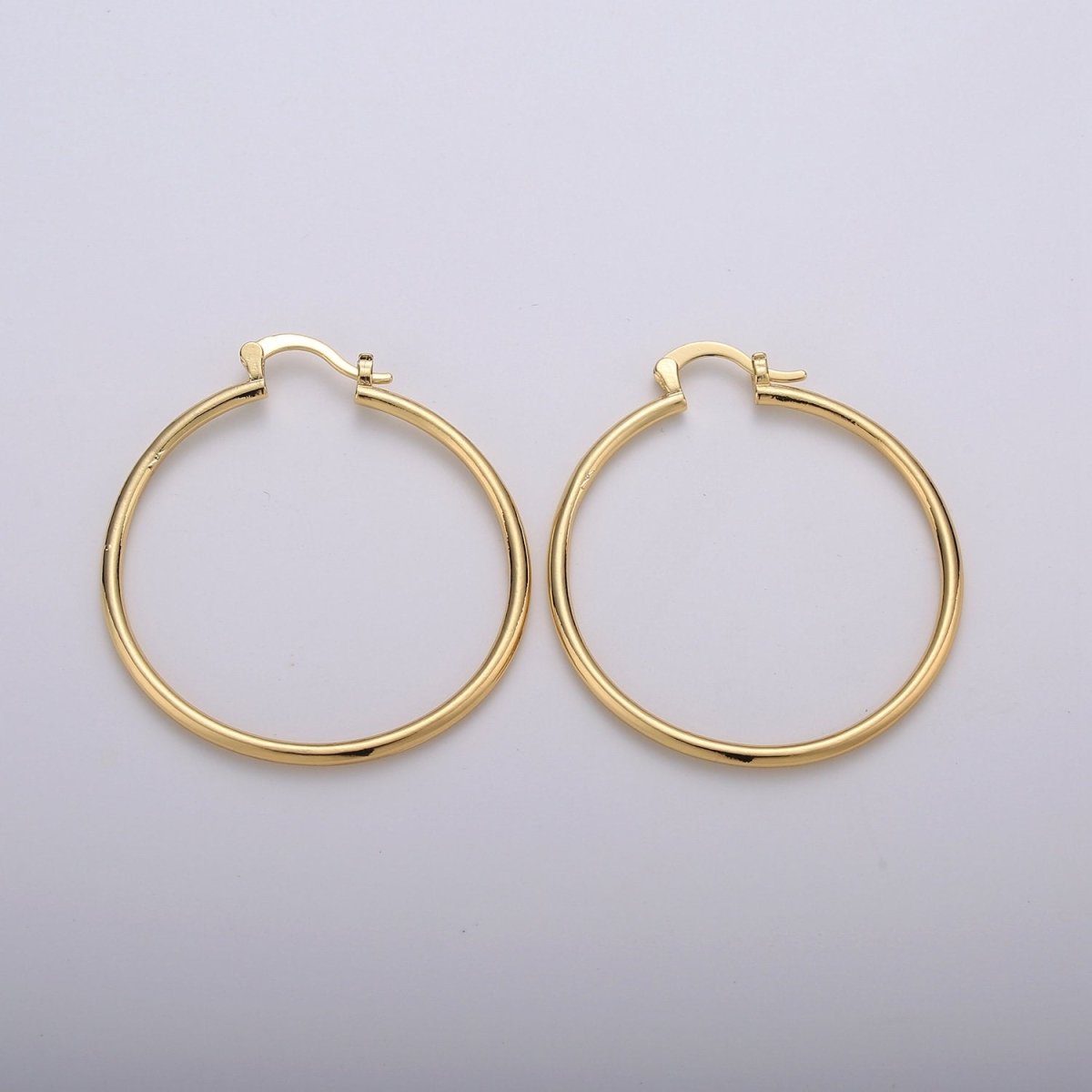 Classic Hoops Gold, 40mm Gold Hoops, Large Gold Hoop Earrings, Hollow Hoop Earrings, Chunky Hoops, Light Hoops for Every Day Wear Q-230 - DLUXCA