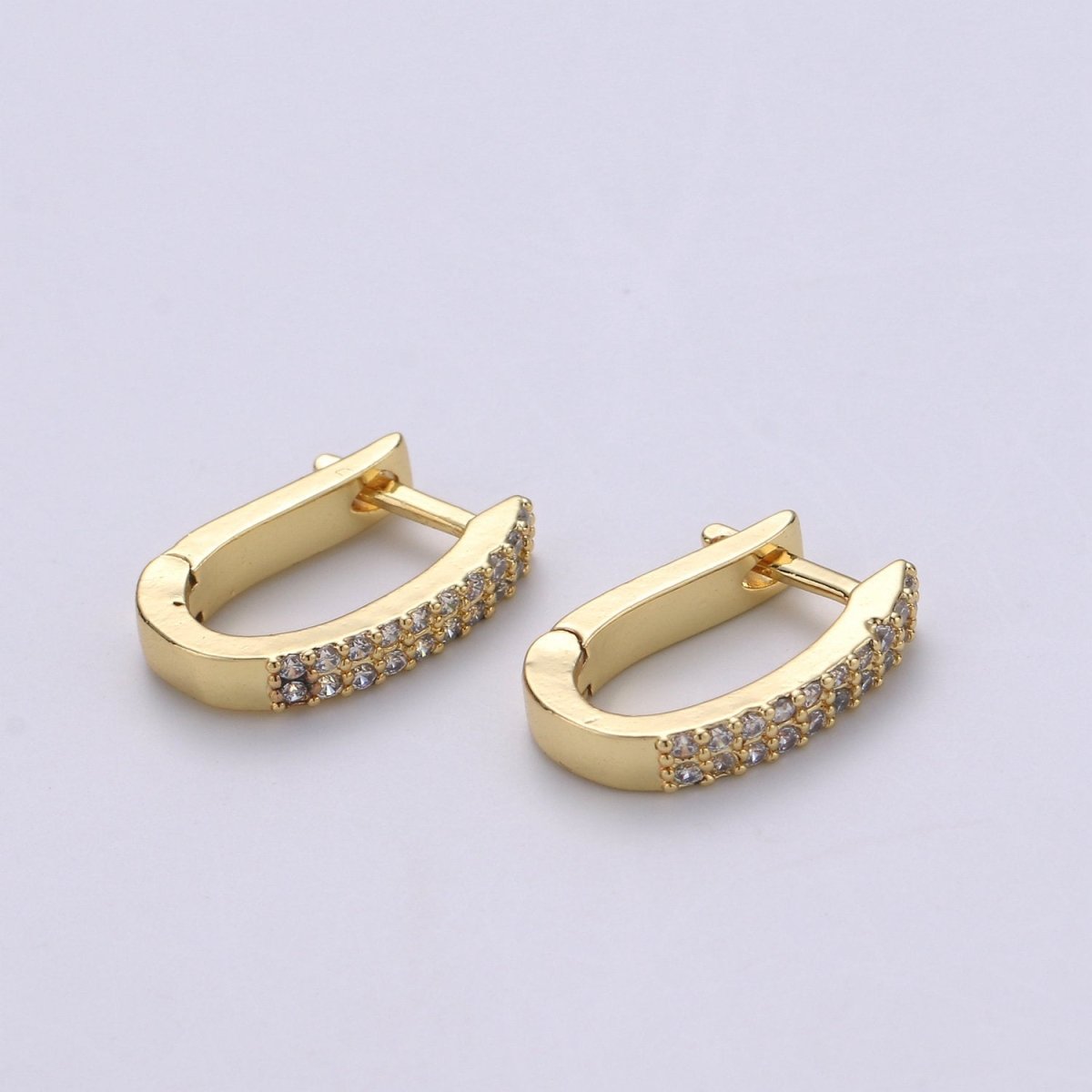 Classic Huggie hoops • 12mm CZ earrings • Huggie Hoops • Huggie Earrings • Cartilage • Yellow Gold •Gold Vermeil Earring • Simple Pave Hoops Q-183 - DLUXCA