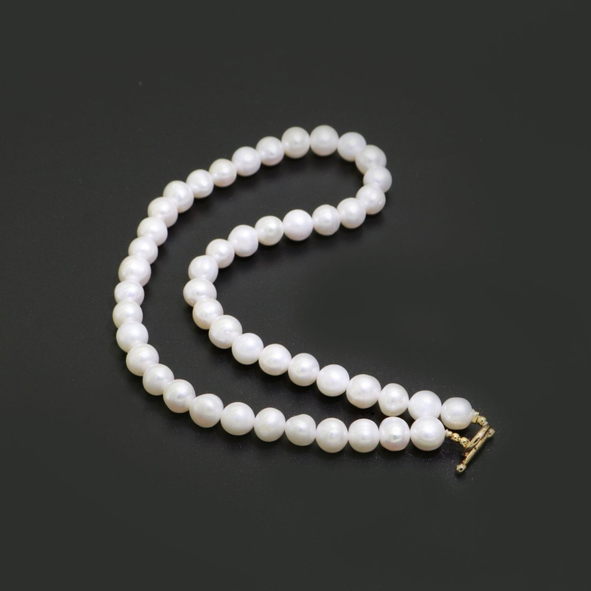Classic Pearl Choker Necklace, White Bridal Choker Necklace With Toggle Clasp Gold Filled | WA-264 Clearance Pricing - DLUXCA