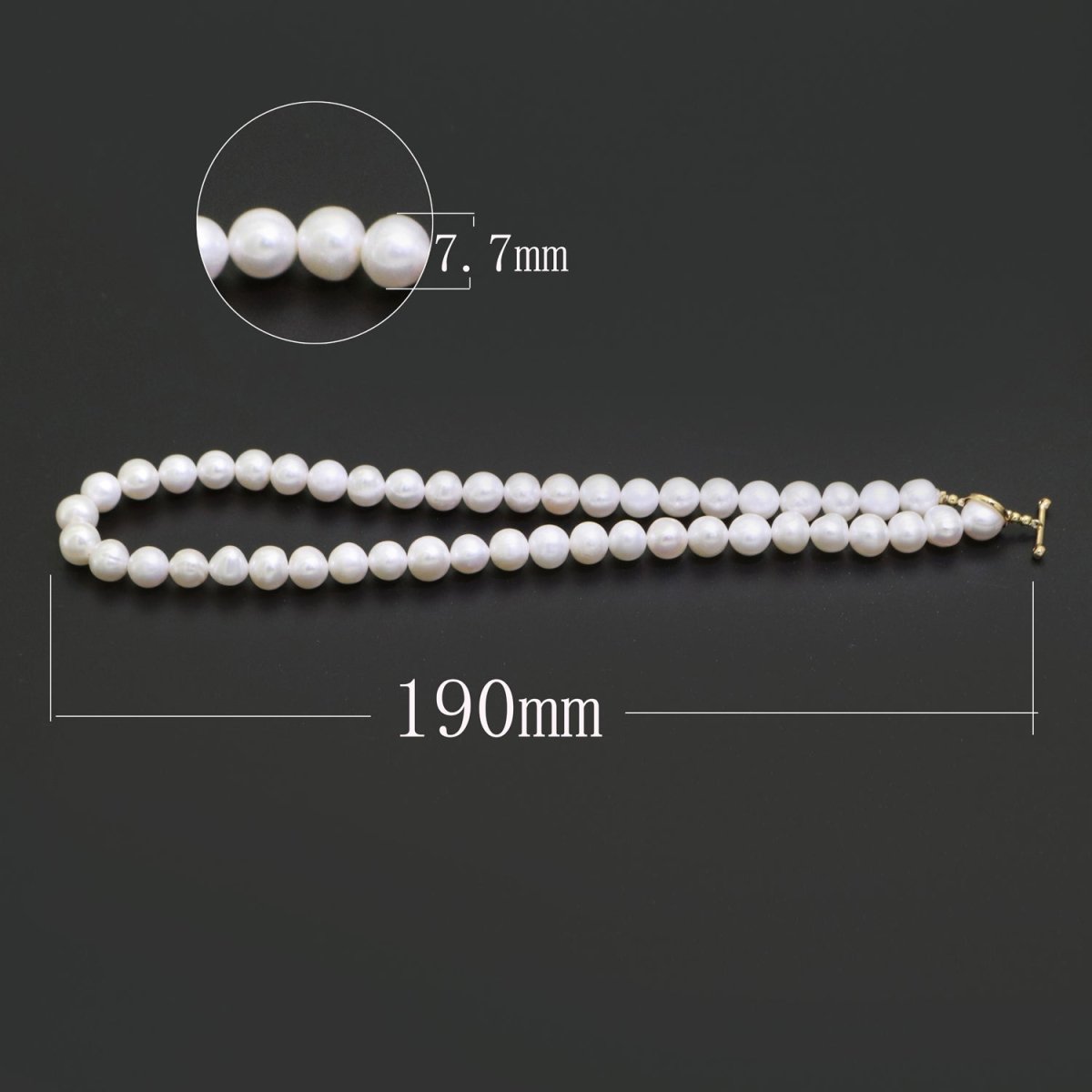 Classic Pearl Choker Necklace, White Bridal Choker Necklace With Toggle Clasp Gold Filled | WA-264 Clearance Pricing - DLUXCA