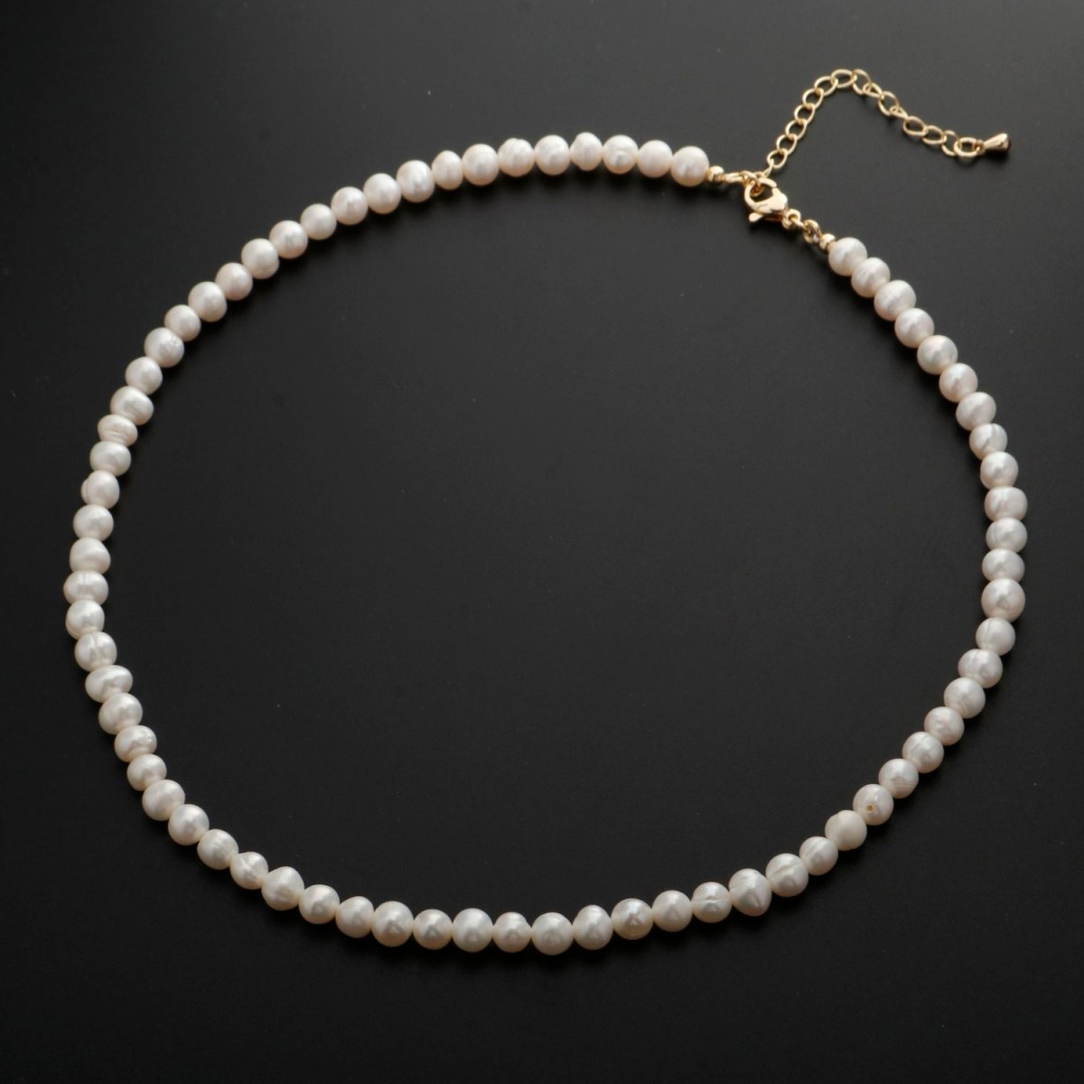 Classic Round Pearl Necklace White Fresh Water Pearl Necklace, Natural Freshwater Pearl, Genuine Pearls Wedding Bridal Jewelry | WA-333 Clearance Pricing - DLUXCA