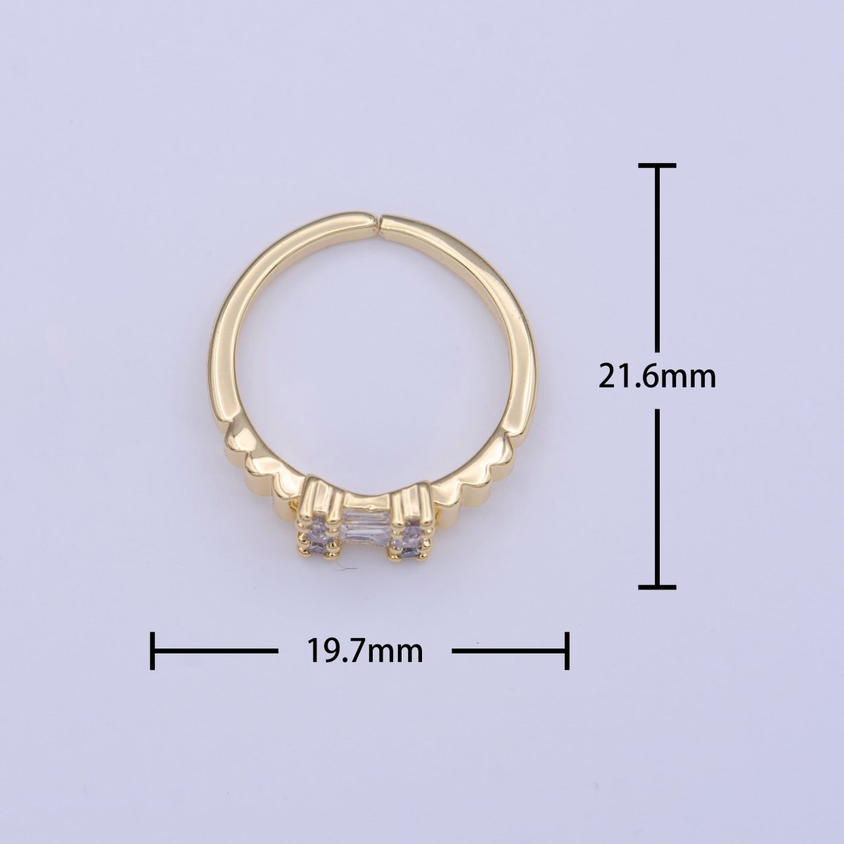 Clear Baguette Round Gold Geometric Adjustable Ring | Y-422 - DLUXCA