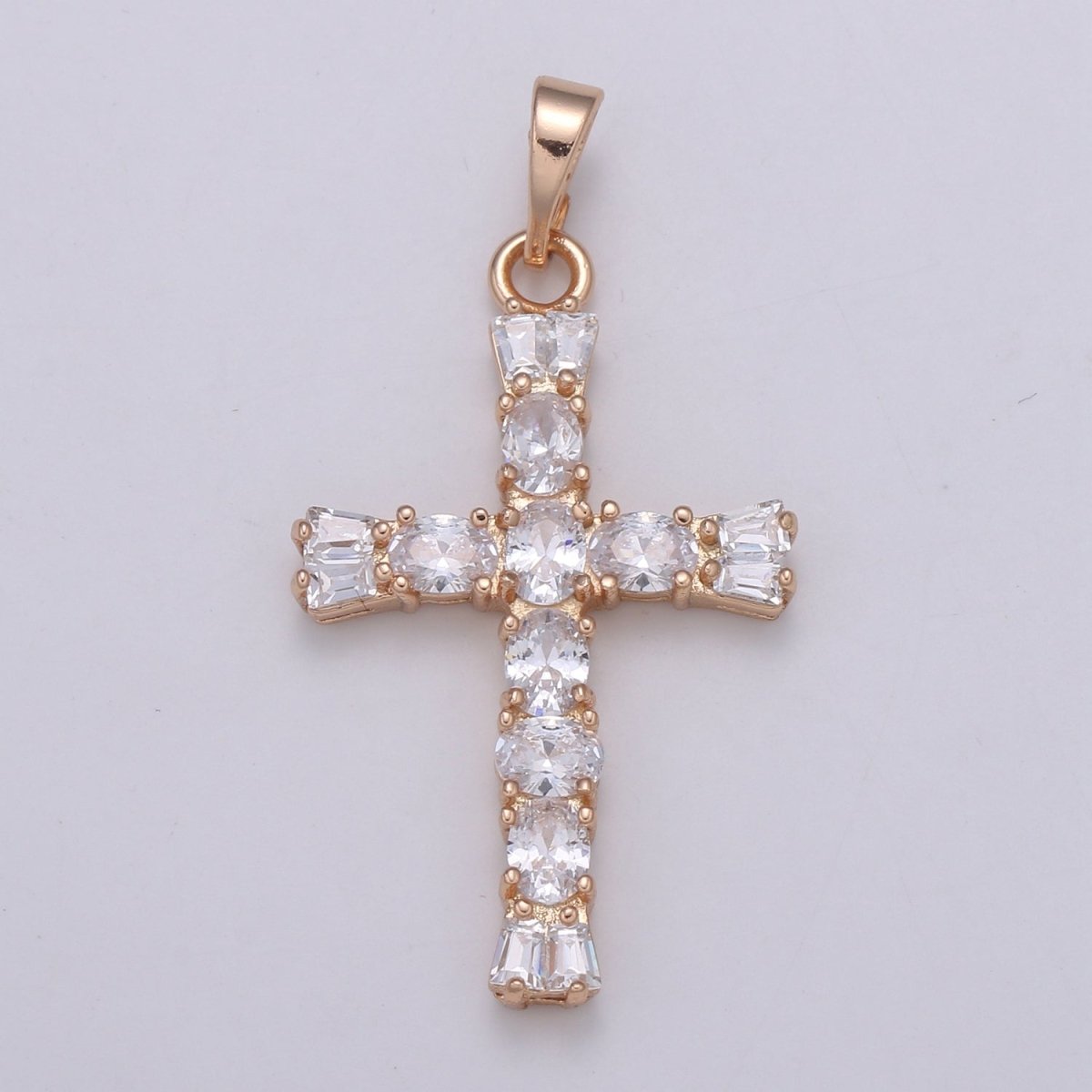 Clear Crystal Cross Gold Filled Pendants J-273 - DLUXCA
