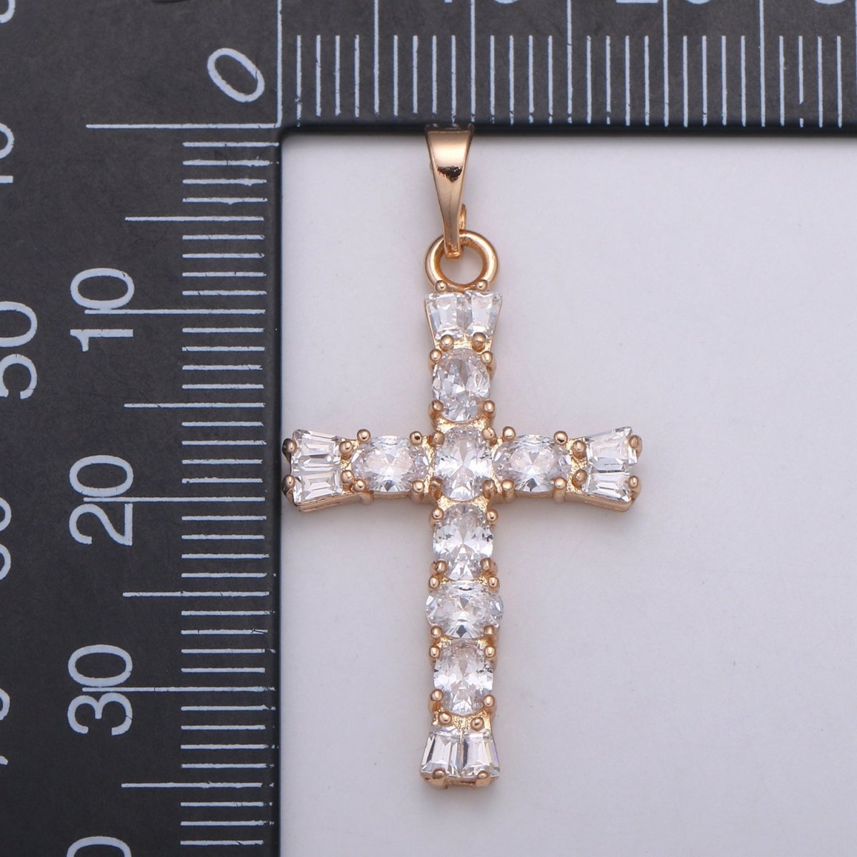 Clear Crystal Cross Gold Filled Pendants J-273 - DLUXCA