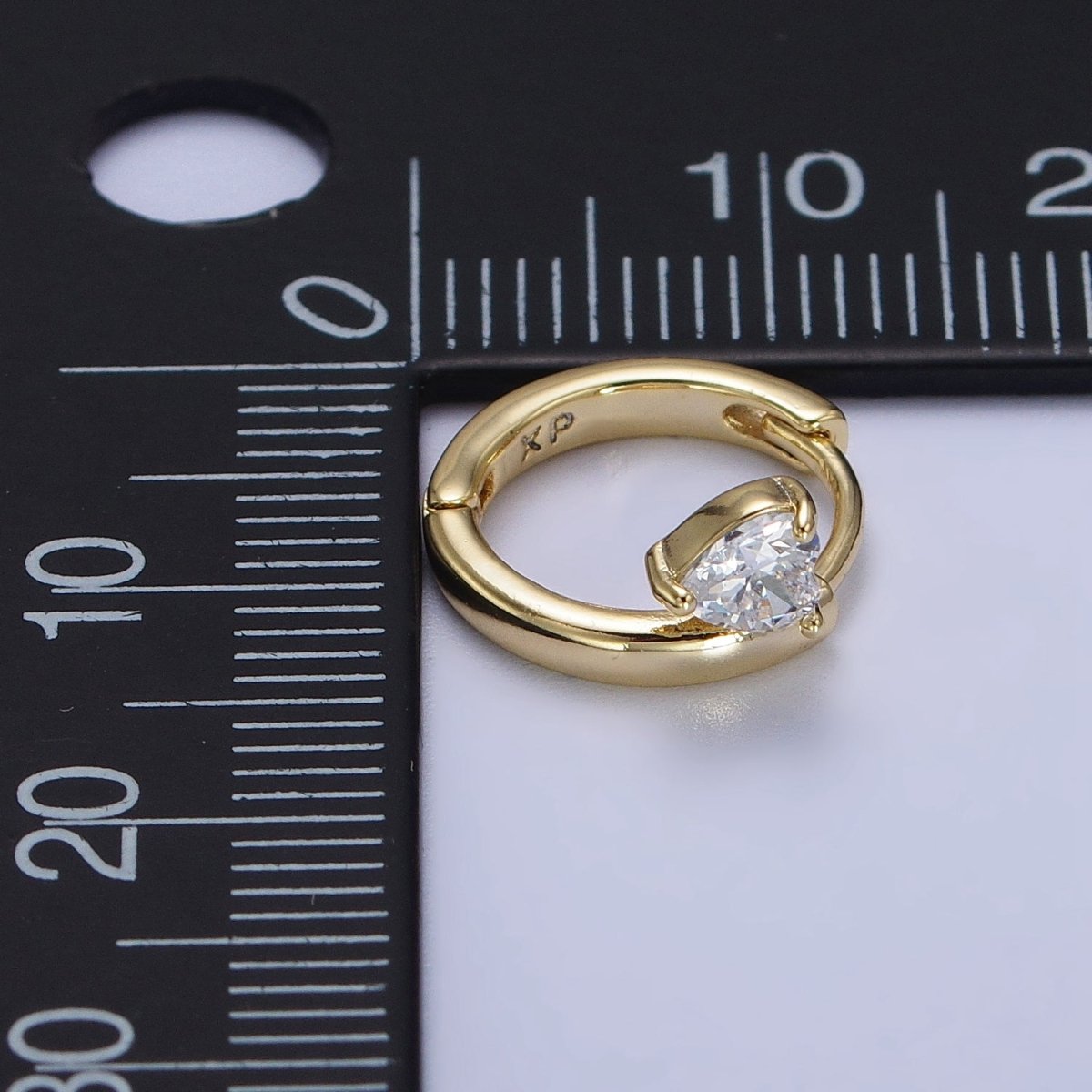 Clear CZ Heart Spiral 12mm Gold Cartilage Minimalist Huggie Earrings | AB429 - DLUXCA